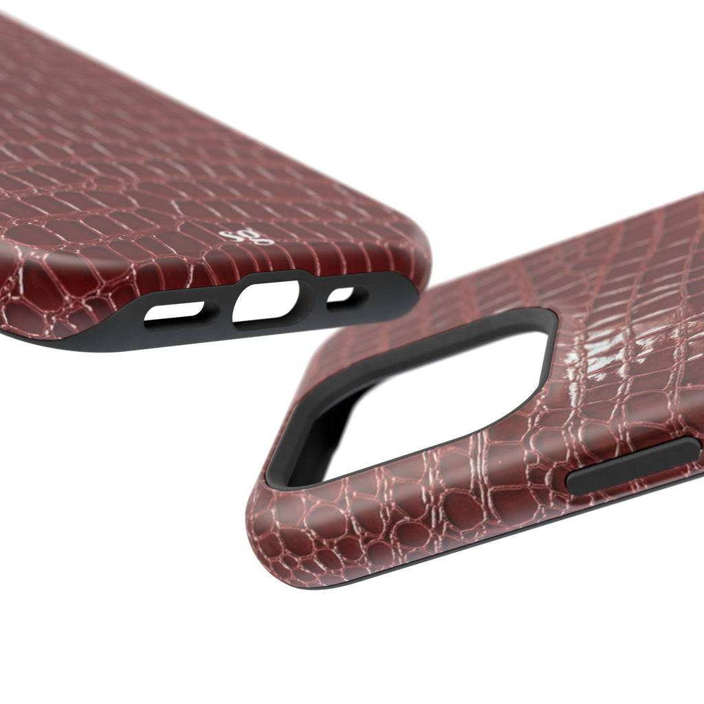 “Red leather print” protective phone case