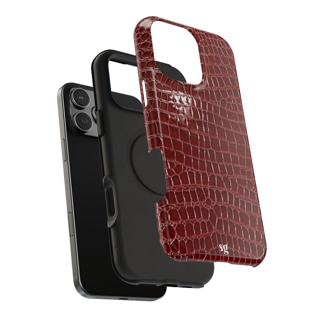 “Red leather print” protective phone case