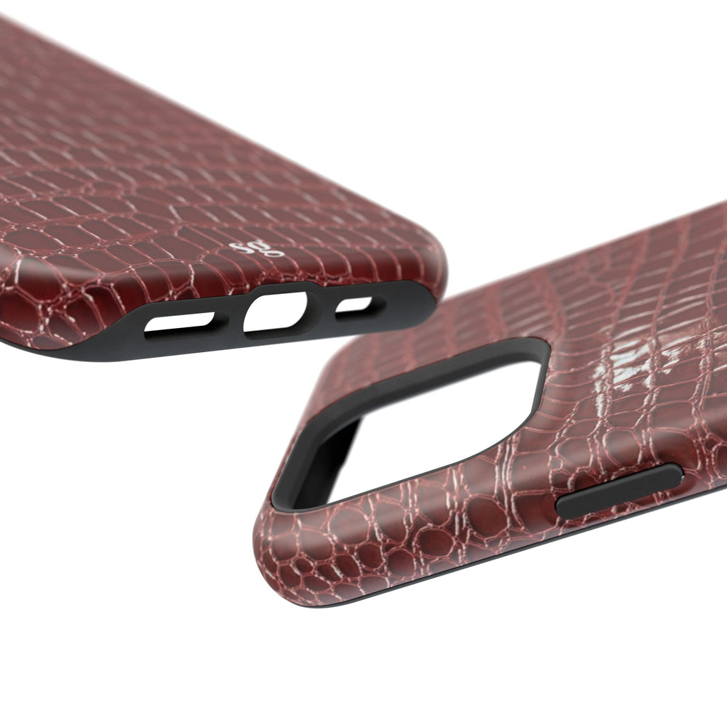 “Red leather print” protective phone case