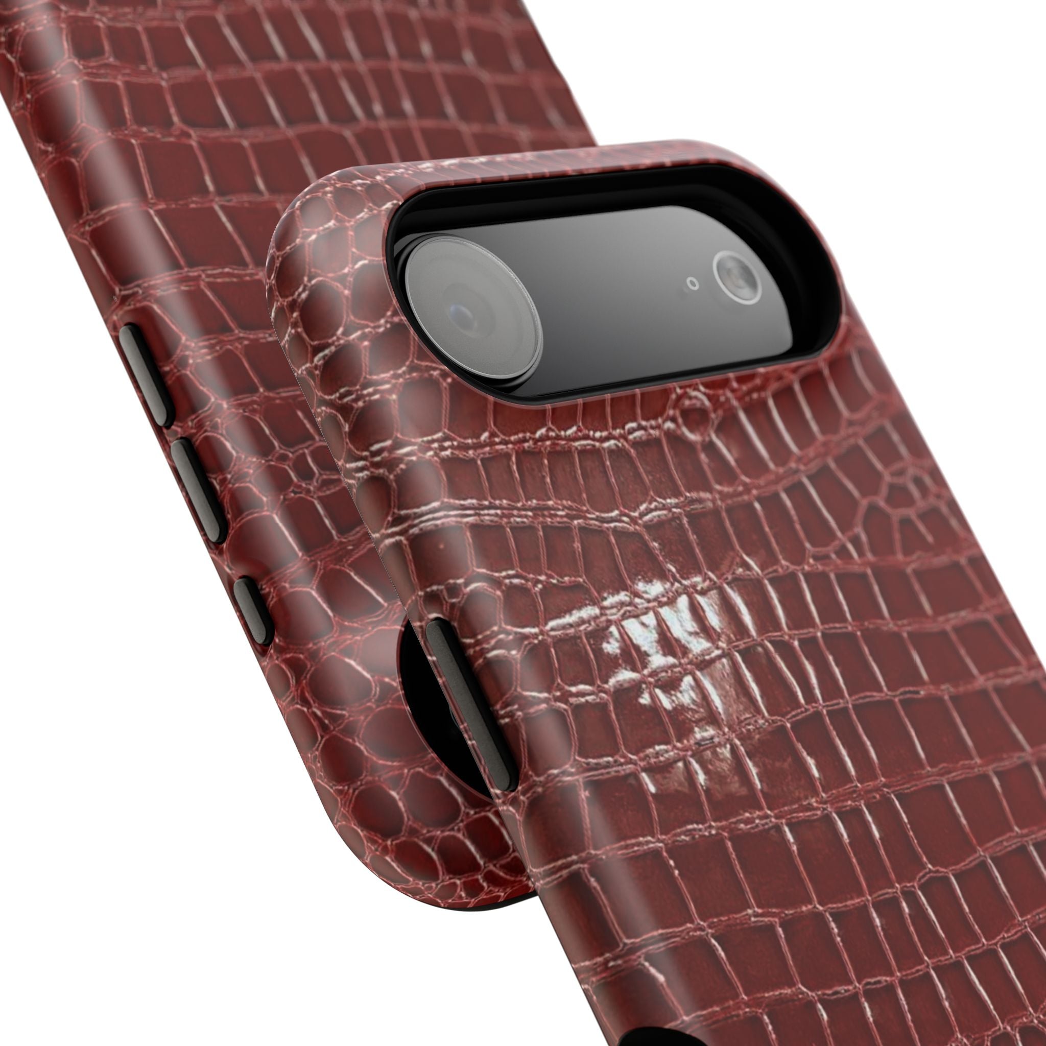 “Red leather print” protective phone case