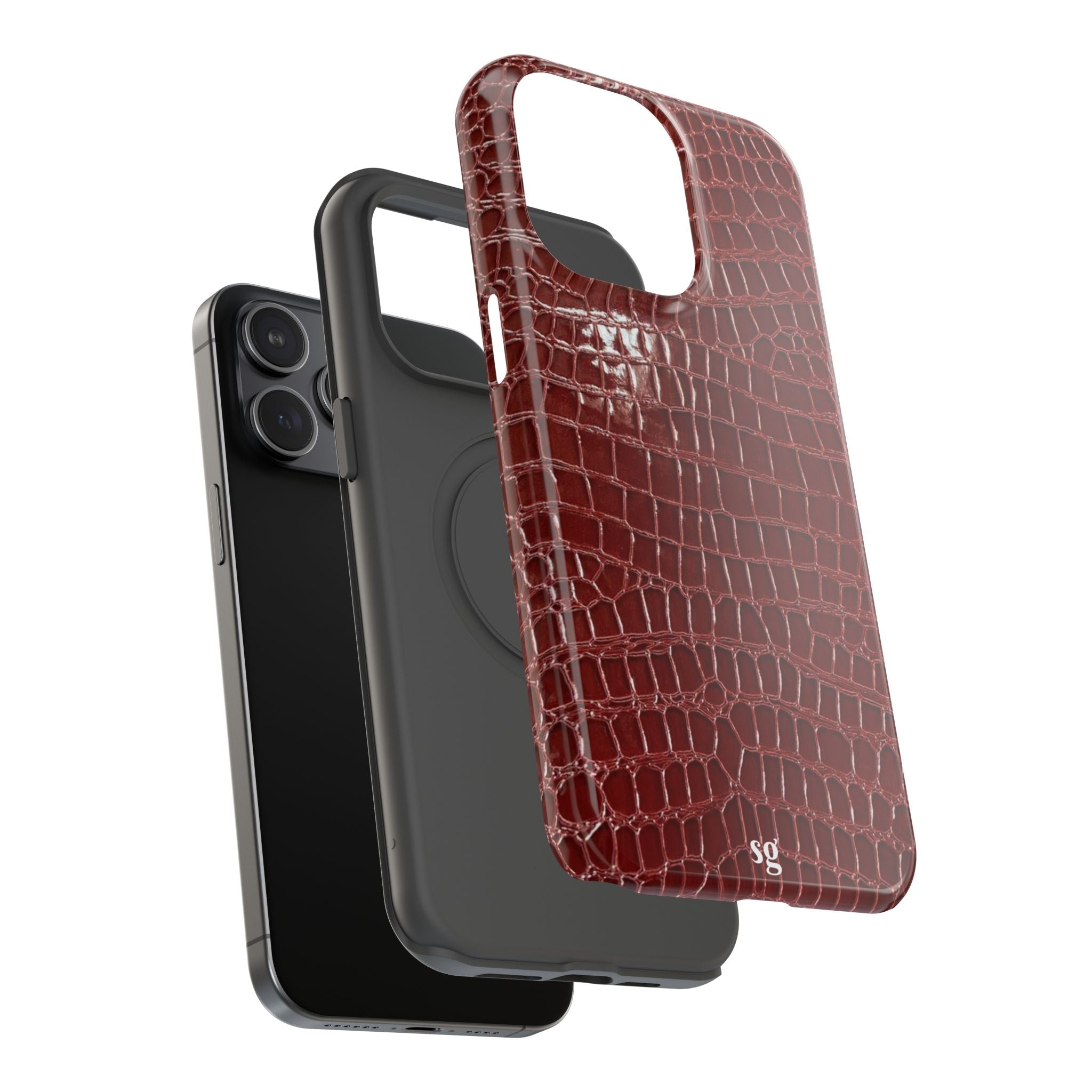 “Red leather print” protective phone case