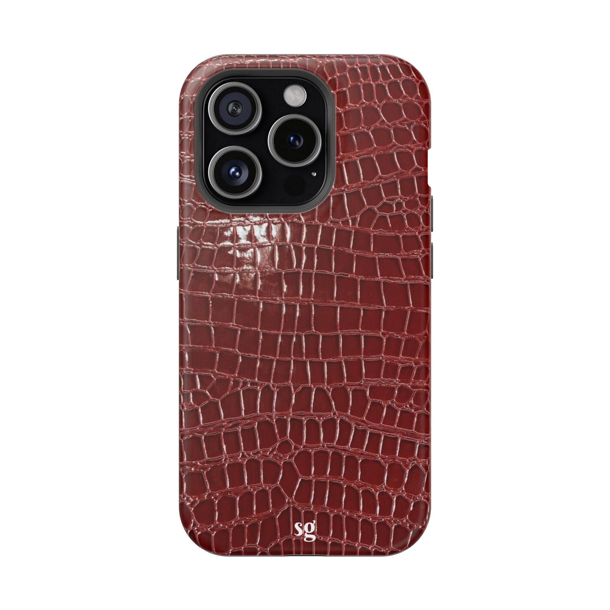 “Red leather print” protective phone case