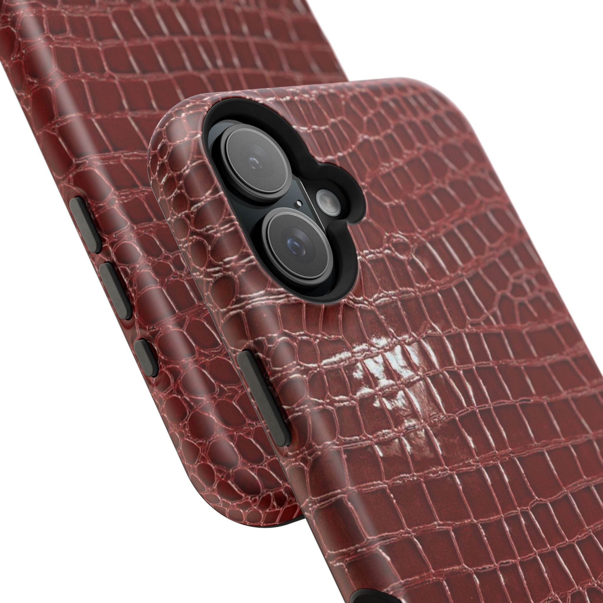 “Red leather print” protective phone case