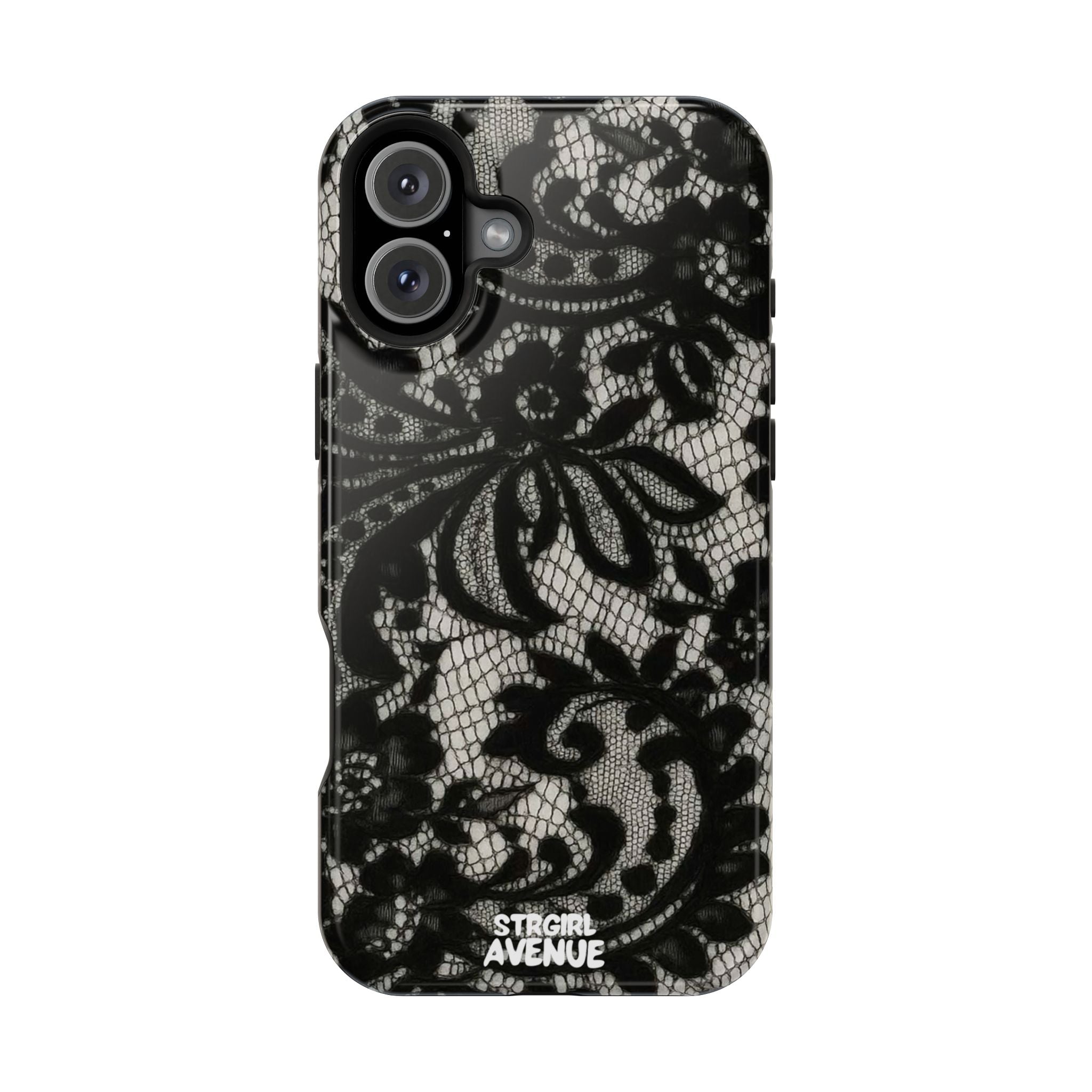 “Lacey black” protective phone case