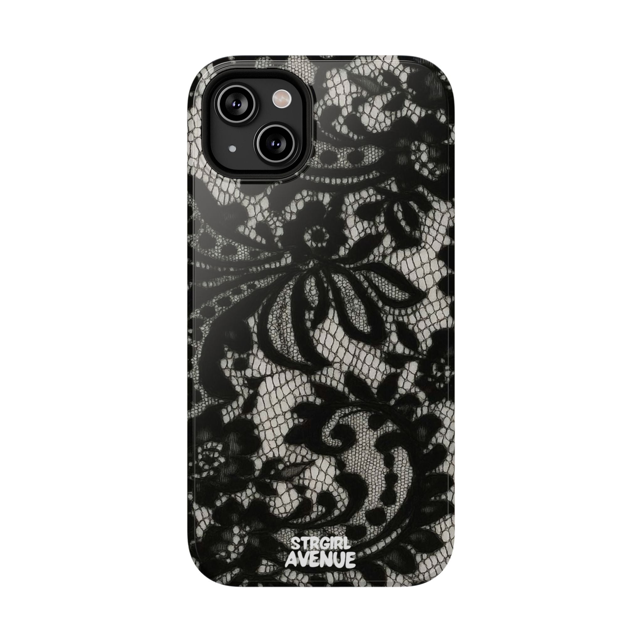 “Lacey black” protective phone case