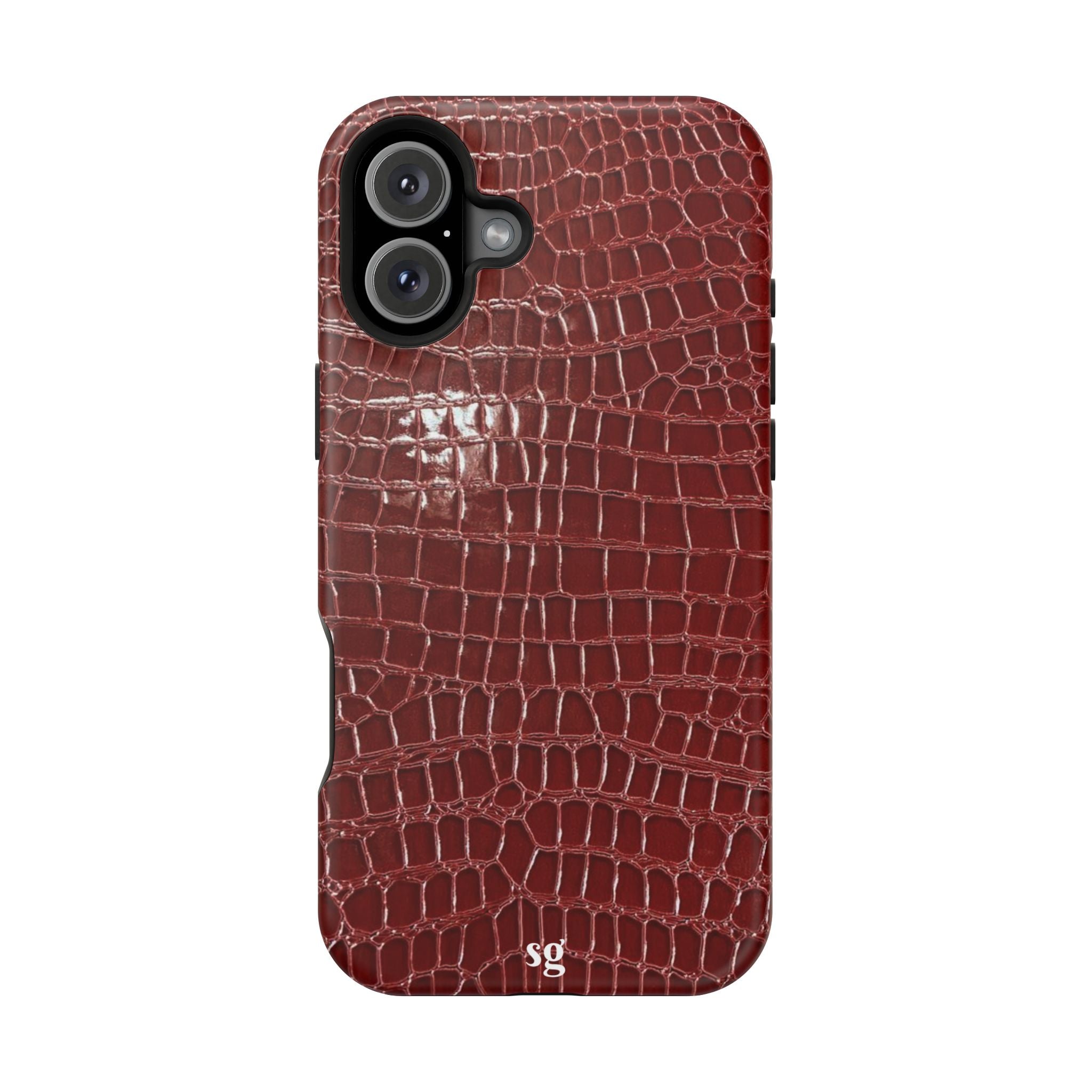 “Red leather print” protective phone case
