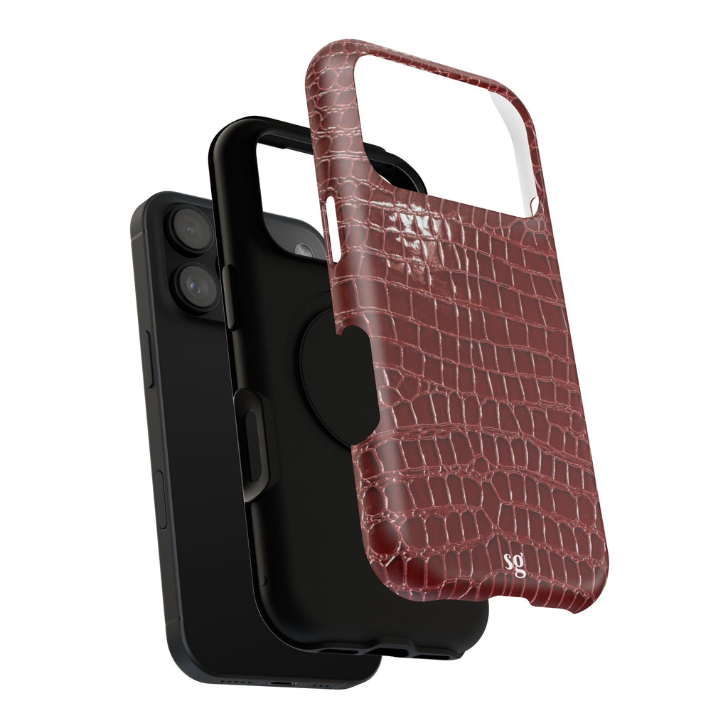 “Red leather print” protective phone case
