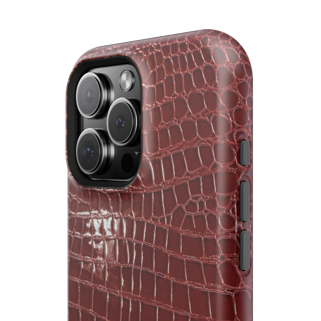 “Red leather print” protective phone case