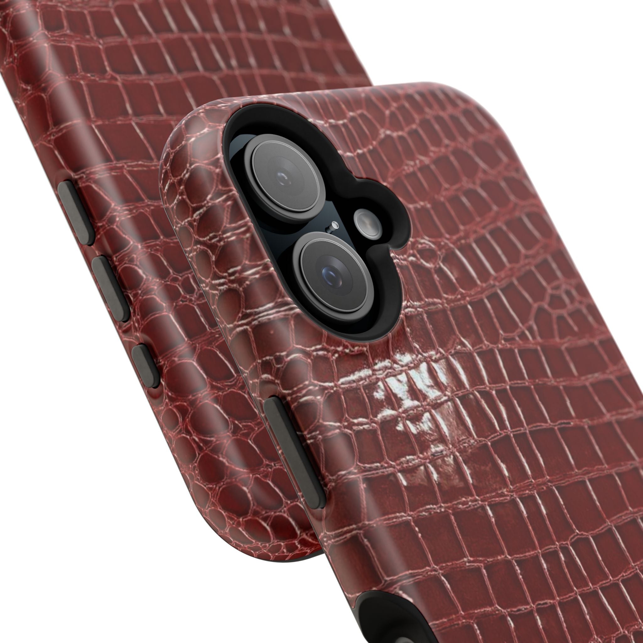 “Red leather print” protective phone case