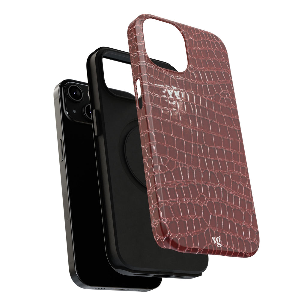 “Red leather print” protective phone case