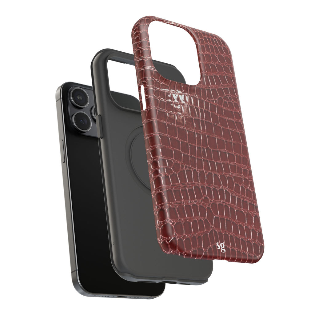 “Red leather print” protective phone case