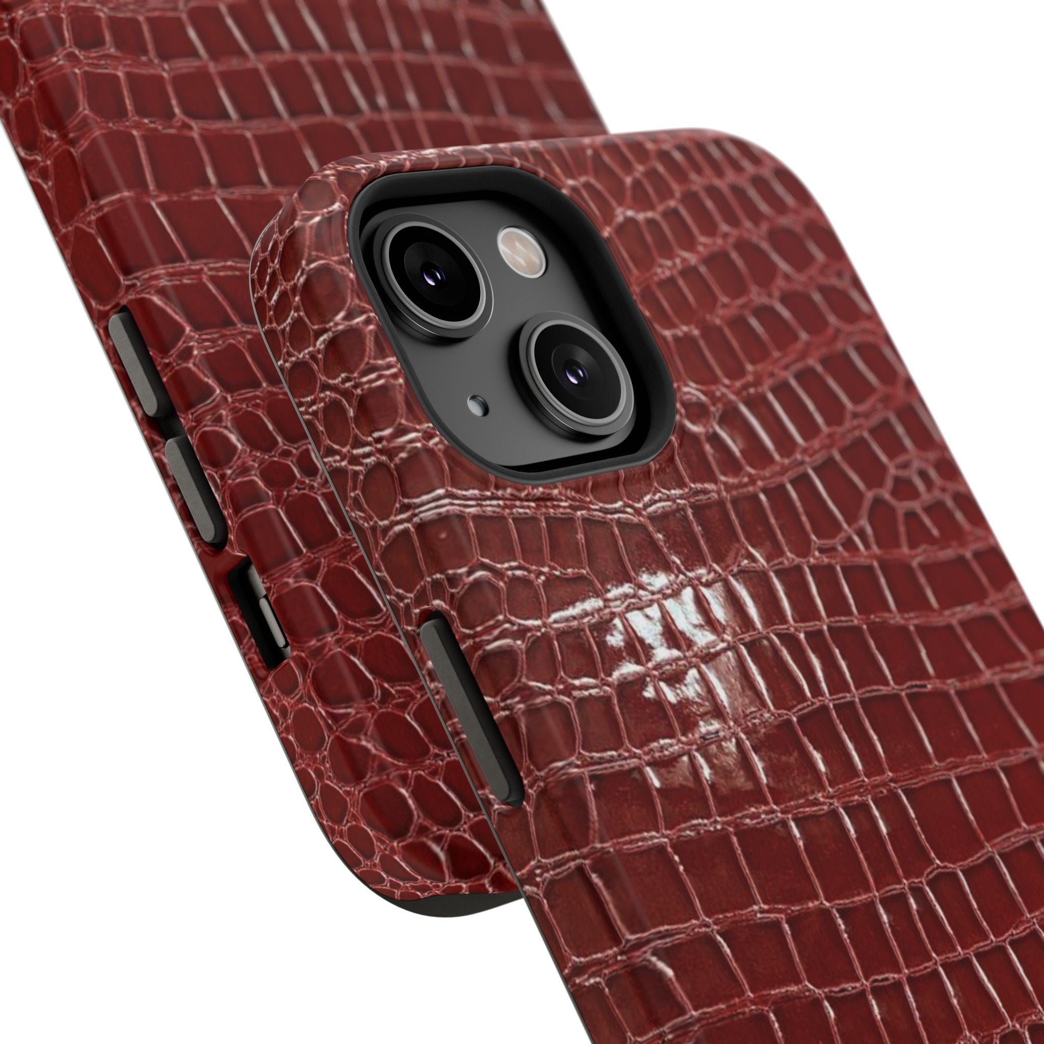 “Red leather print” protective phone case