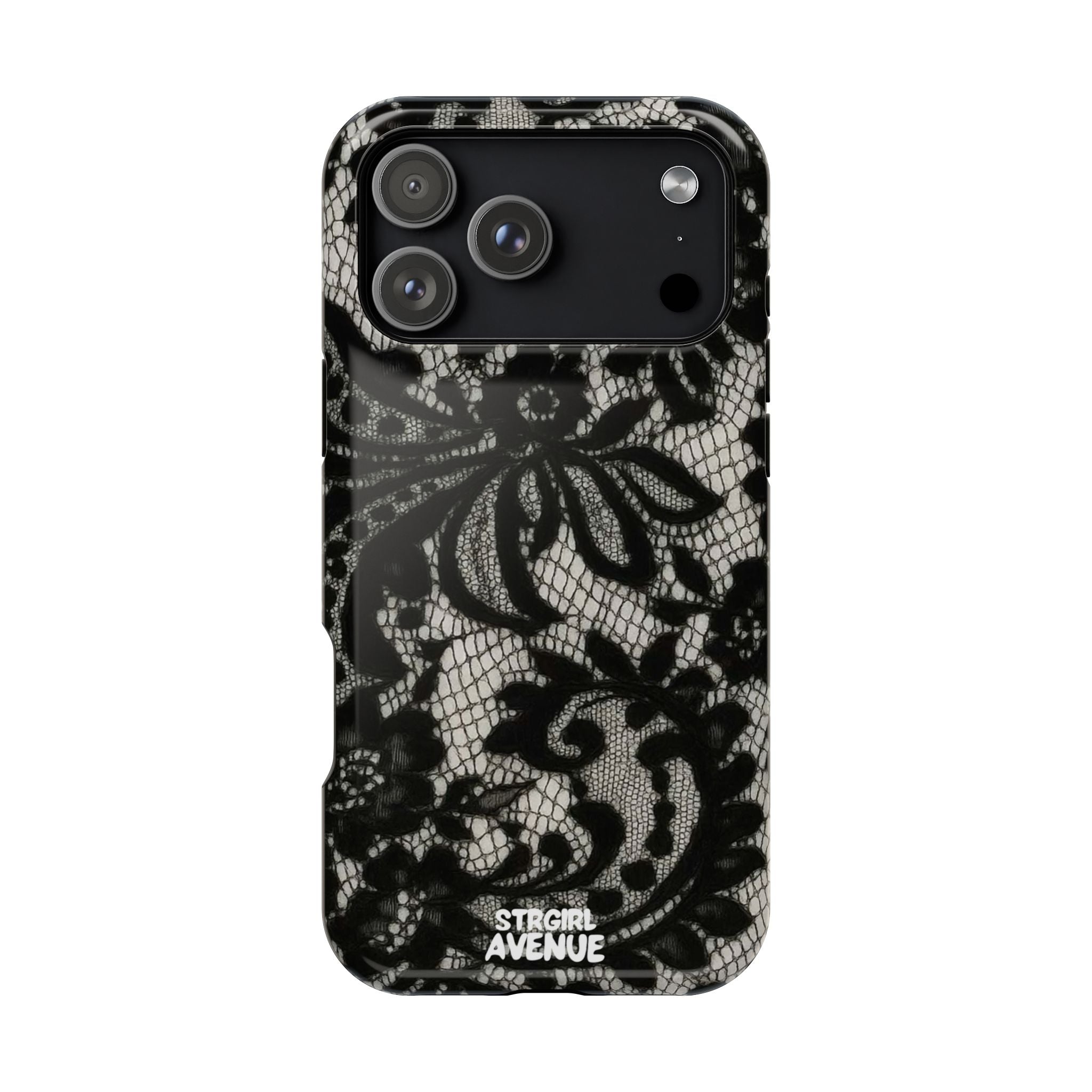 “Lacey black” protective phone case