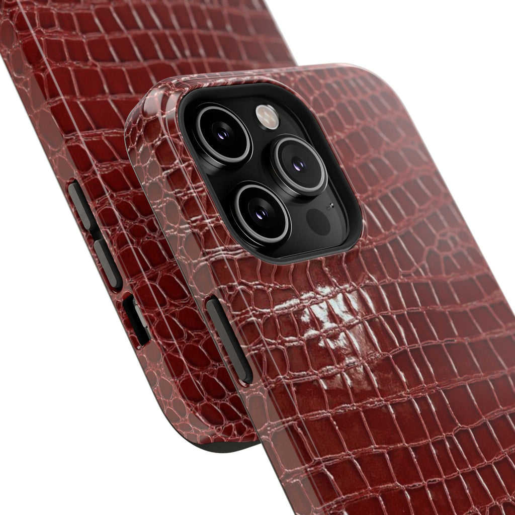 “Red leather print” protective phone case