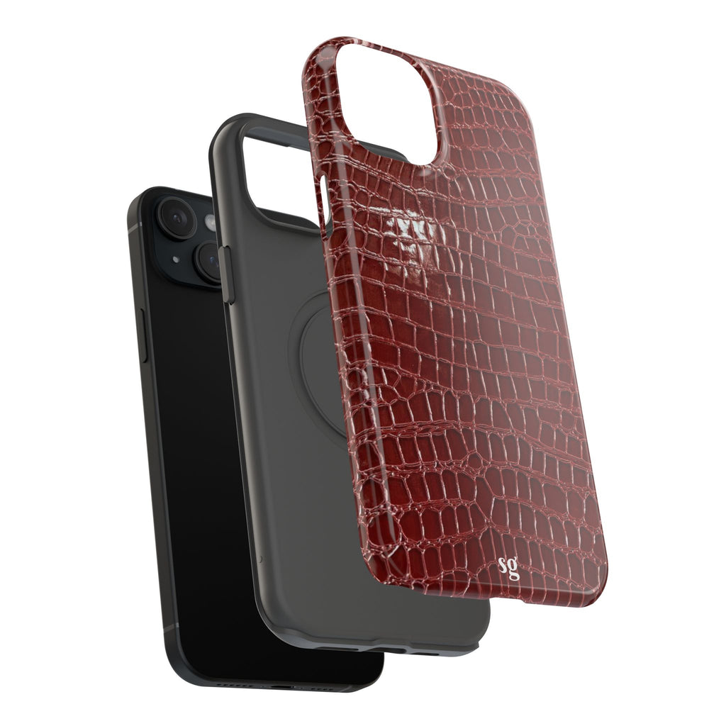 “Red leather print” protective phone case