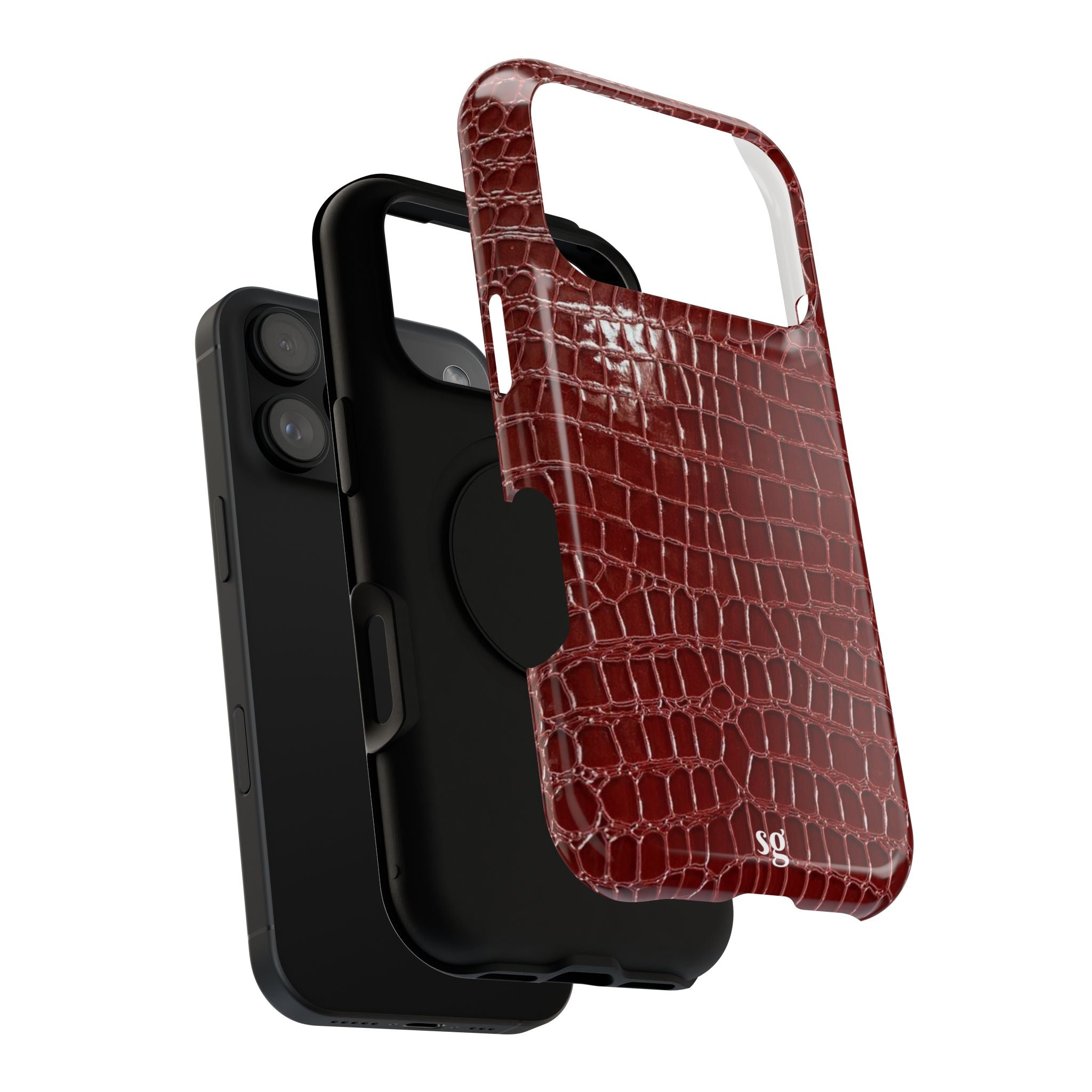 “Red leather print” protective phone case