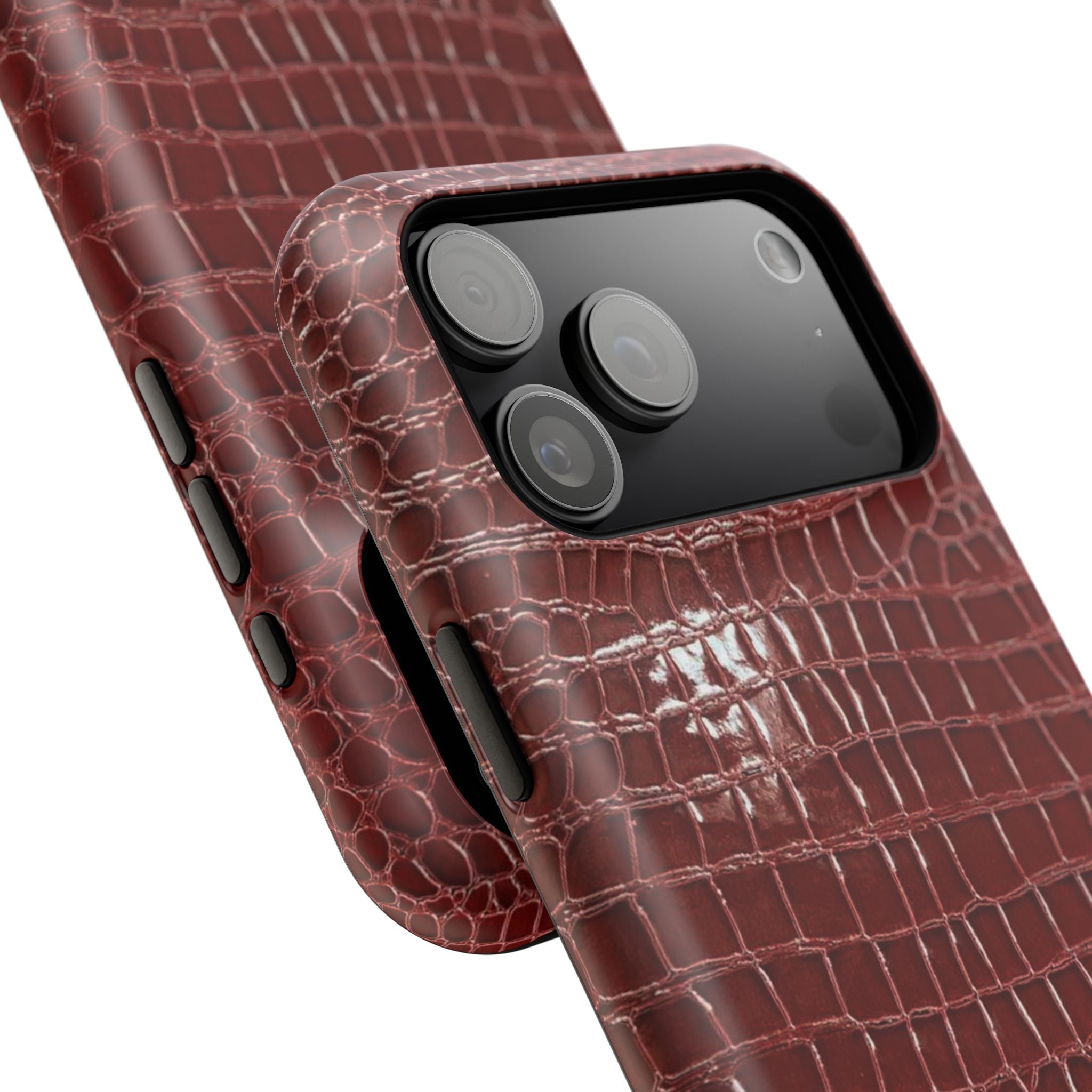 “Red leather print” protective phone case