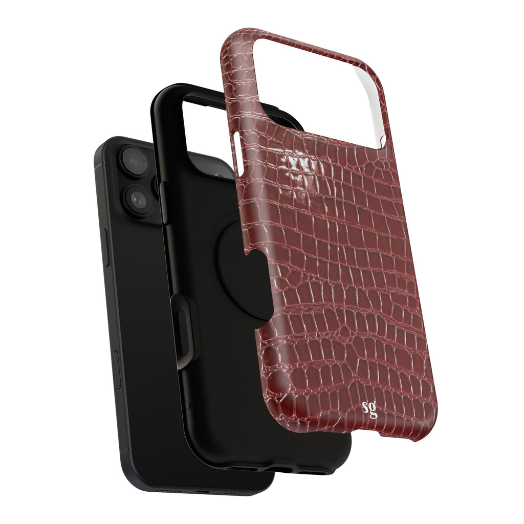 “Red leather print” protective phone case
