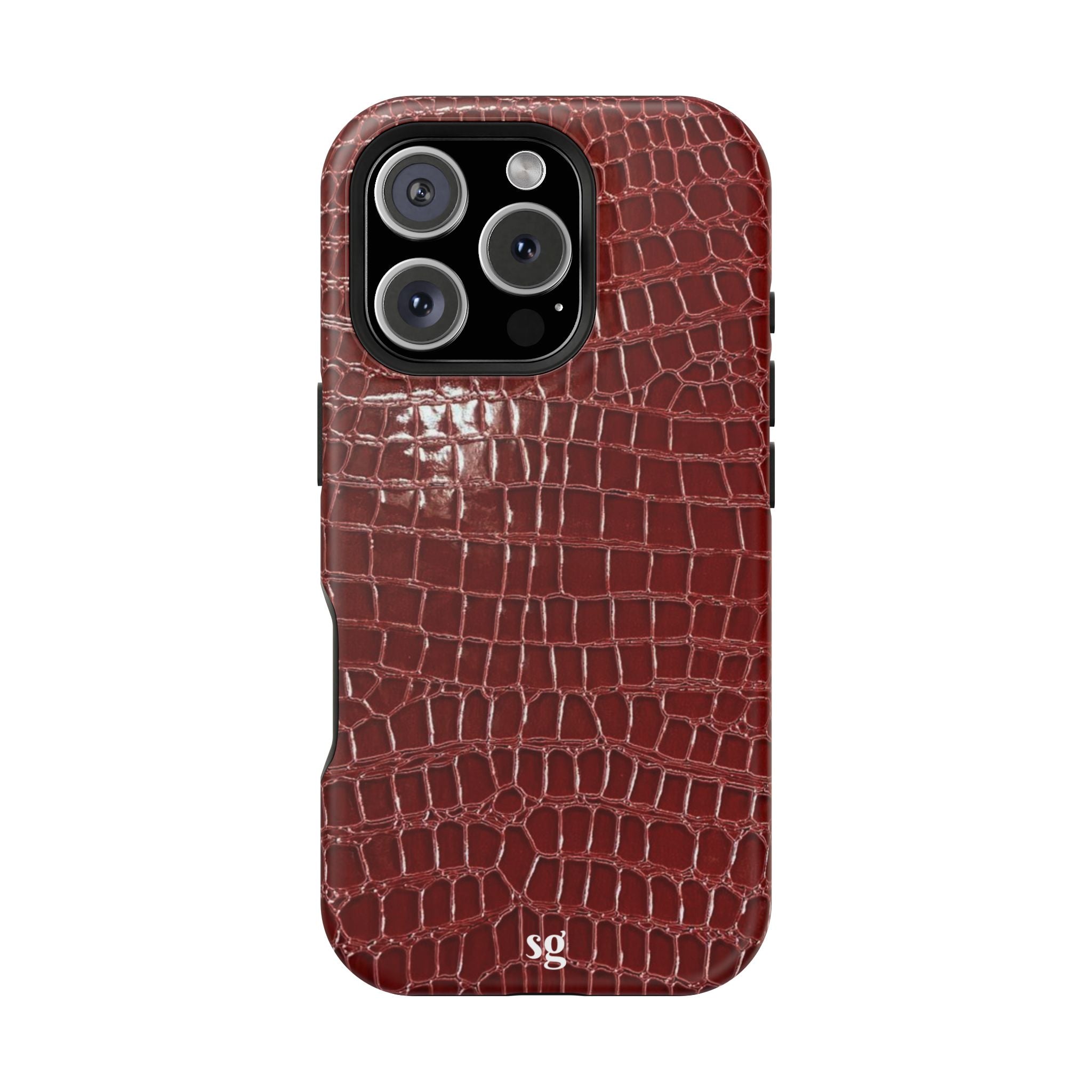 “Red leather print” protective phone case