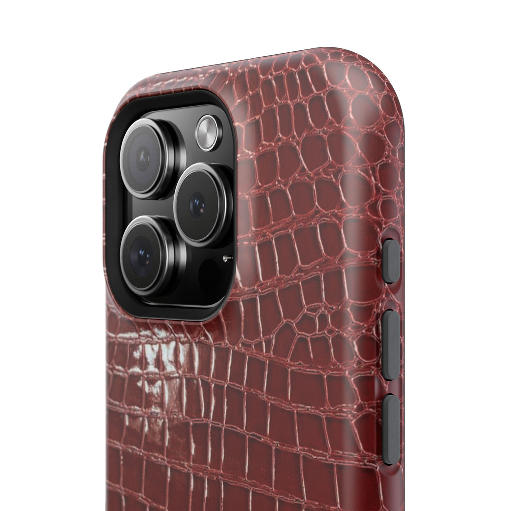 “Red leather print” protective phone case