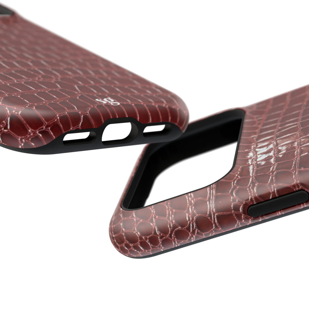 “Red leather print” protective phone case