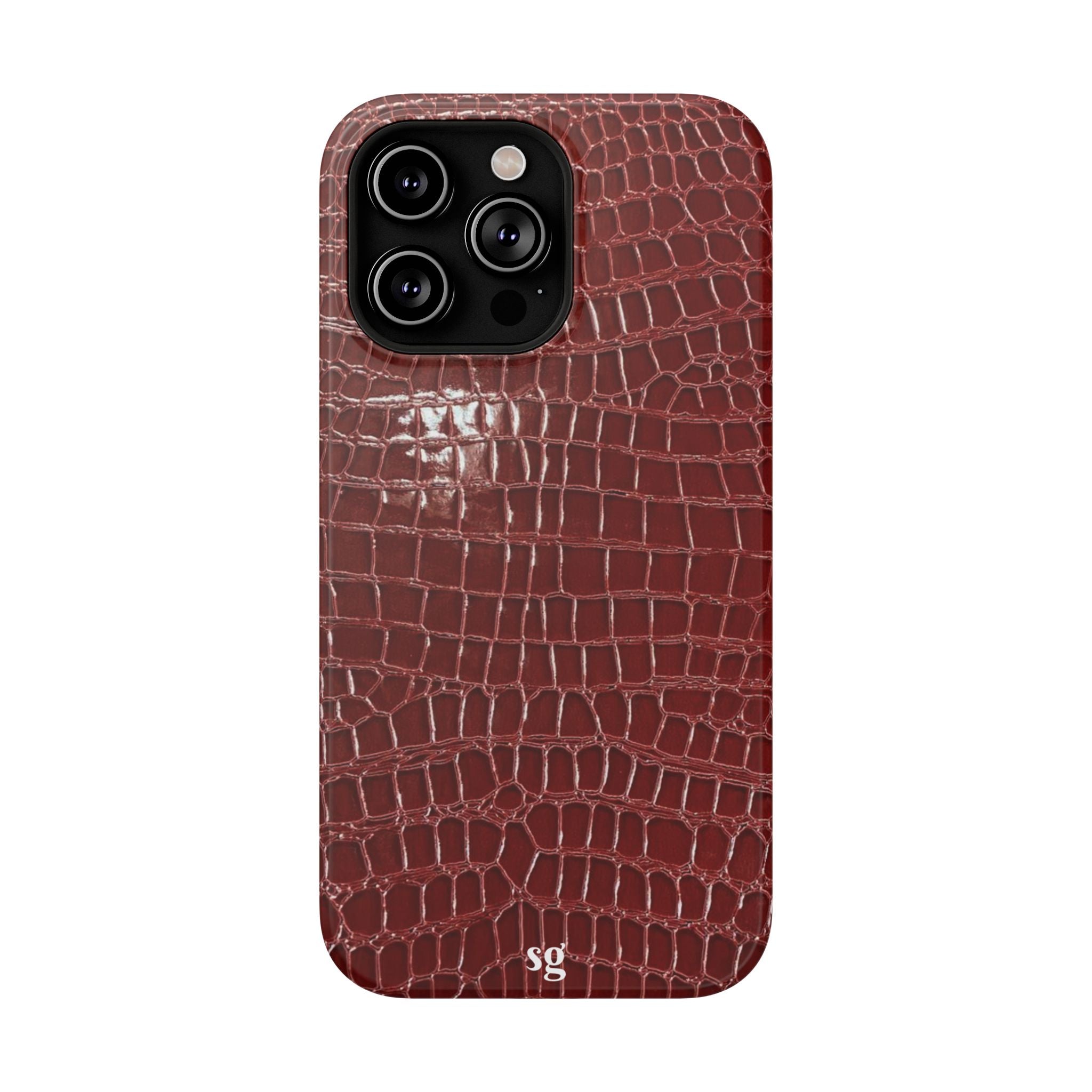 “Red leather print” protective phone case