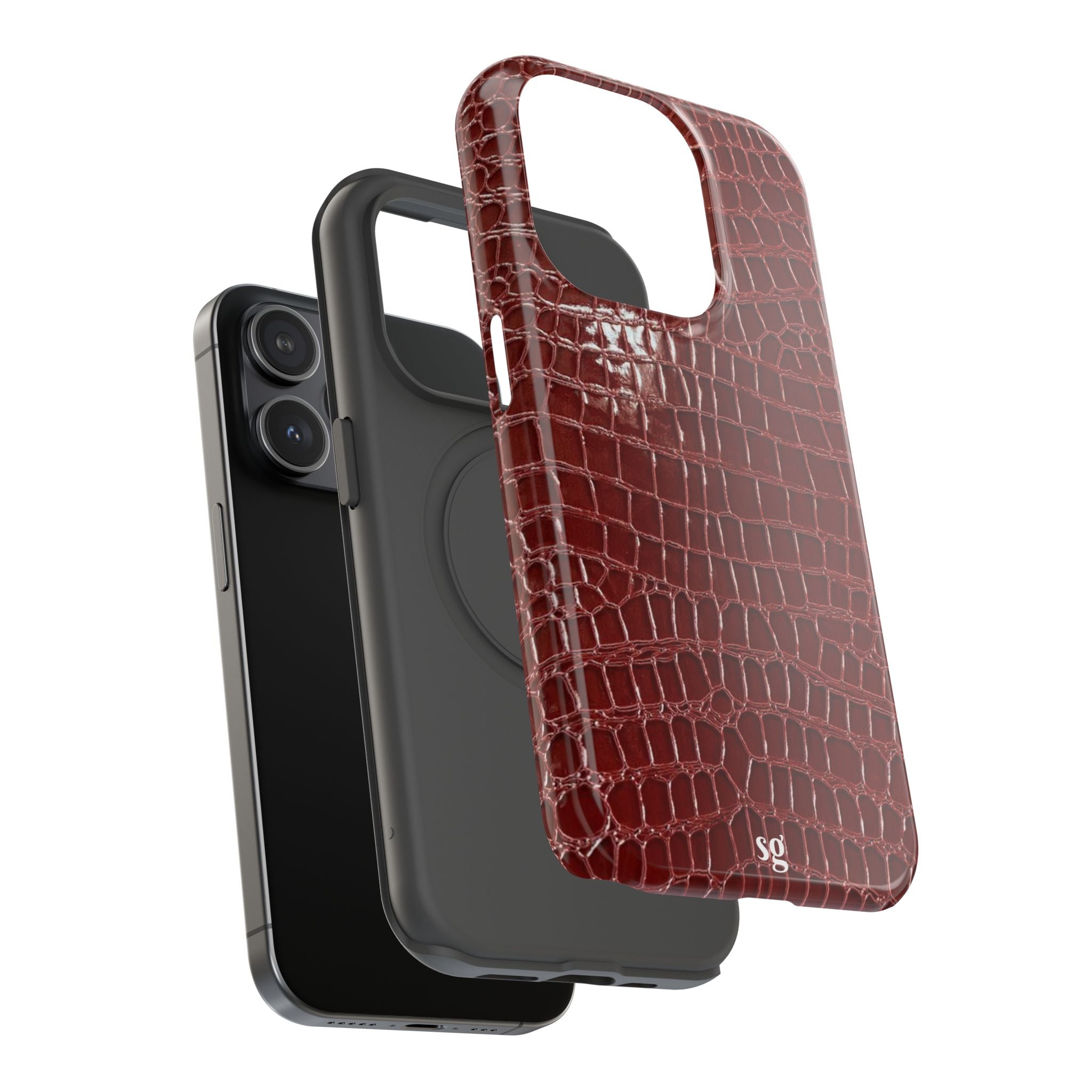 “Red leather print” protective phone case