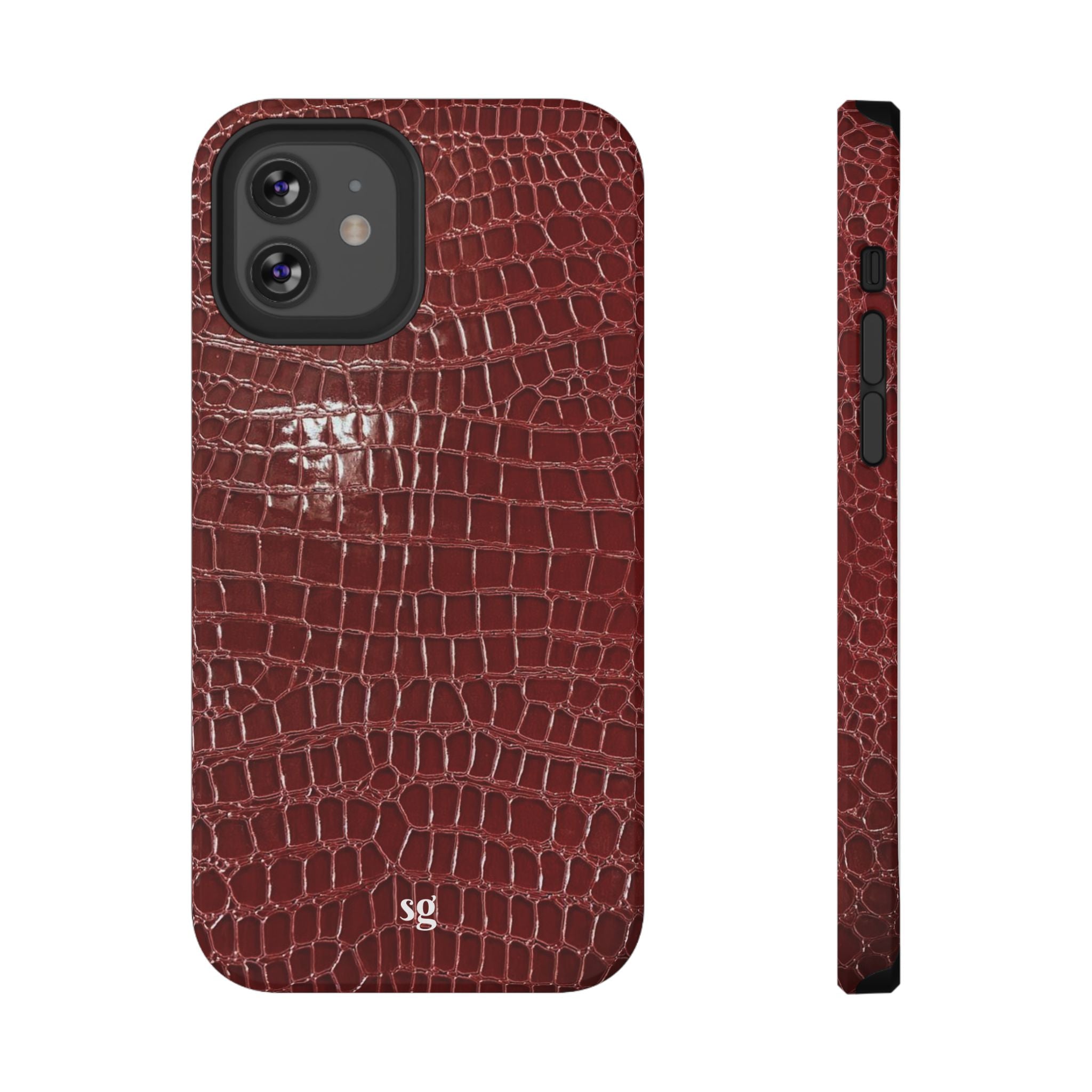 “Red leather print” protective phone case
