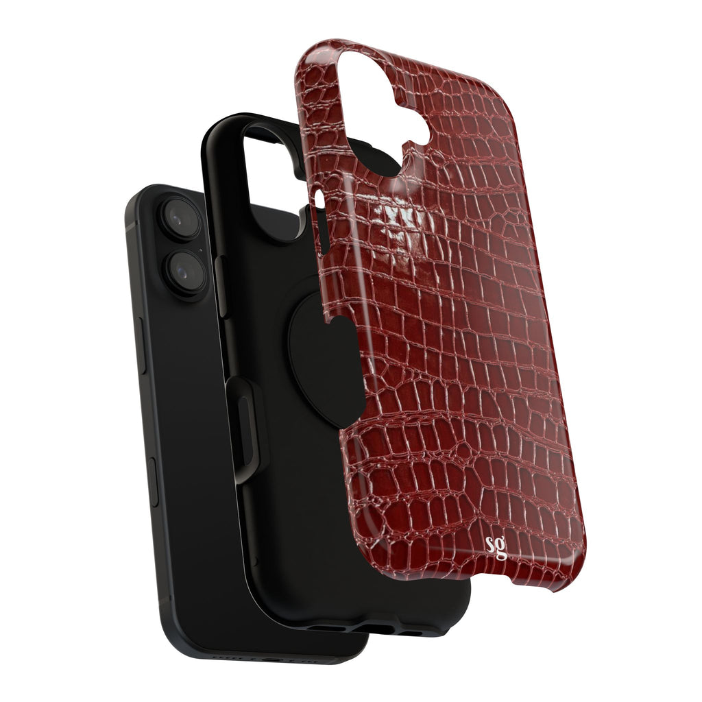 “Red leather print” protective phone case