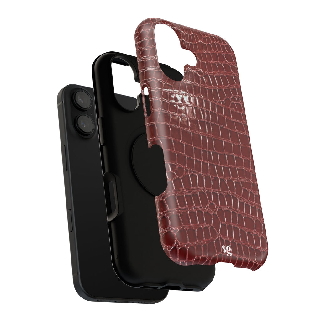 “Red leather print” protective phone case