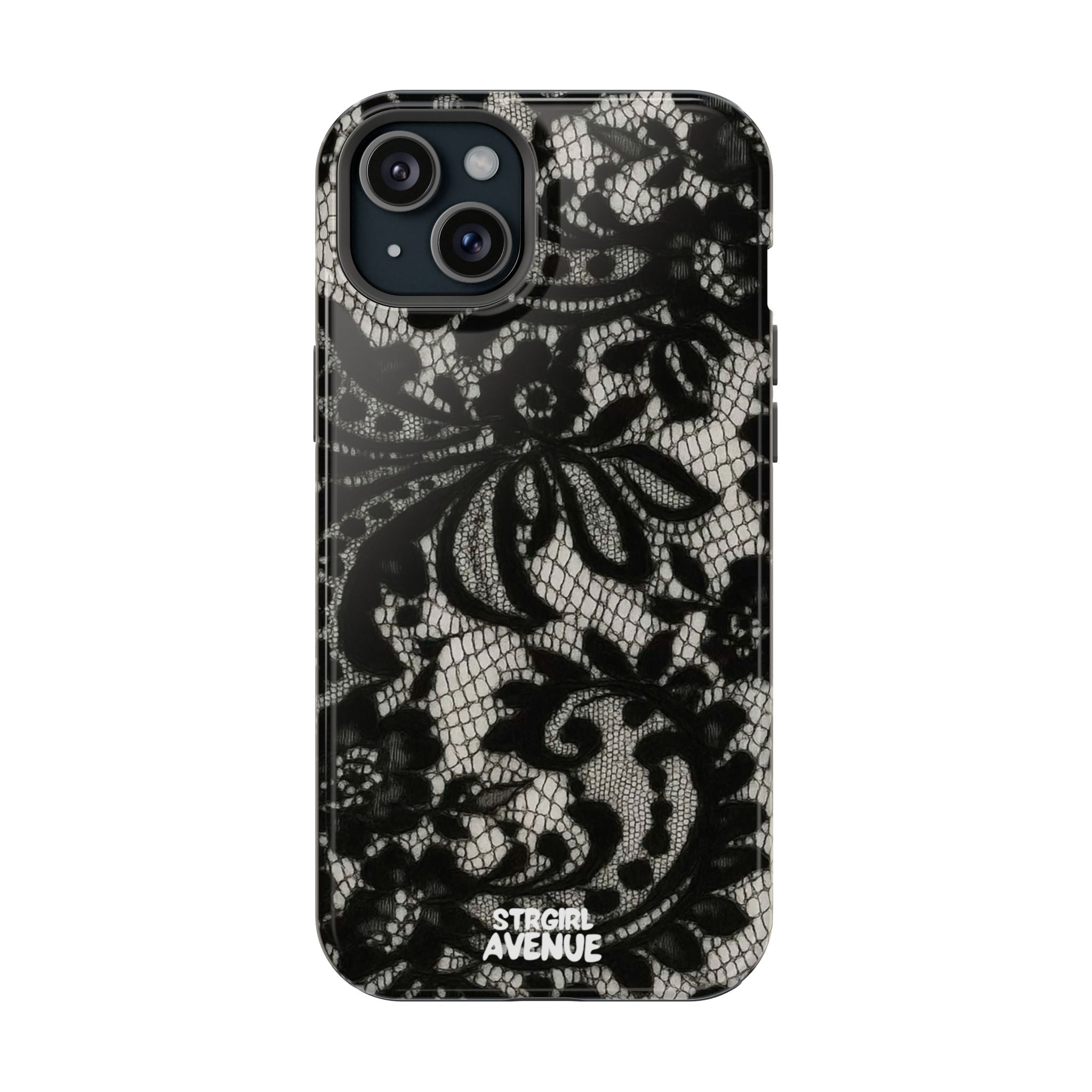 “Lacey black” protective phone case
