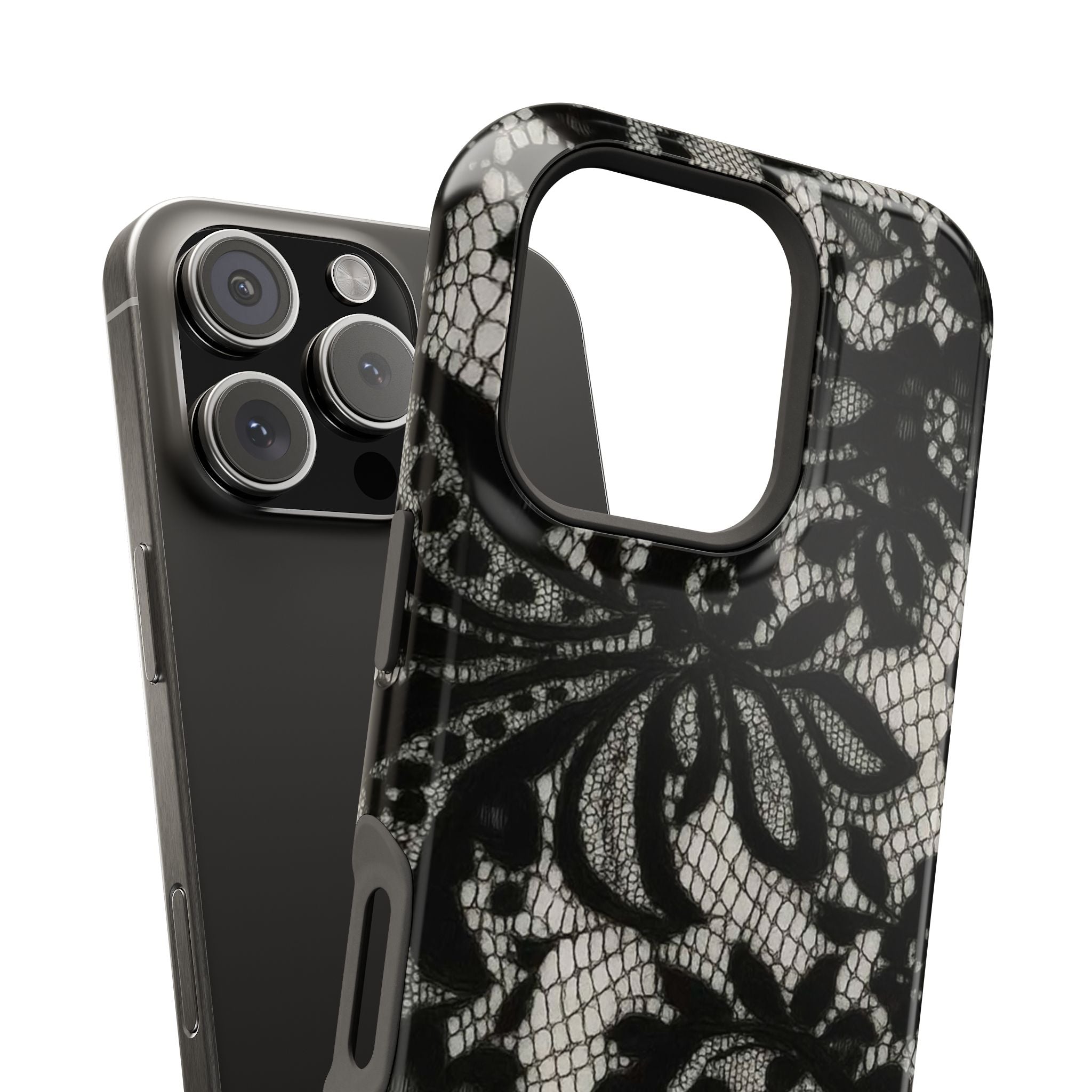 “Lacey black” protective phone case