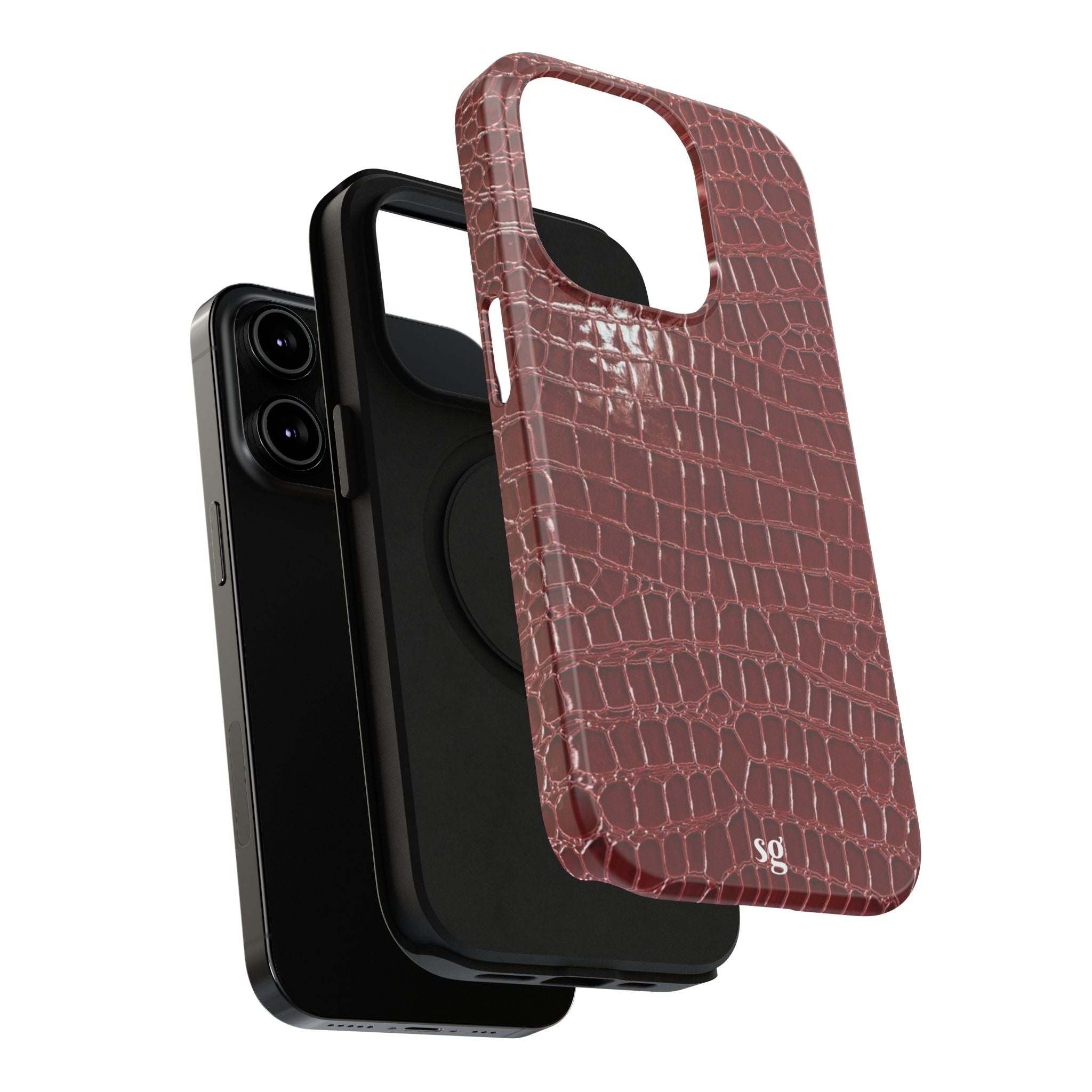 “Red leather print” protective phone case