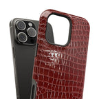 “Red leather print” protective phone case