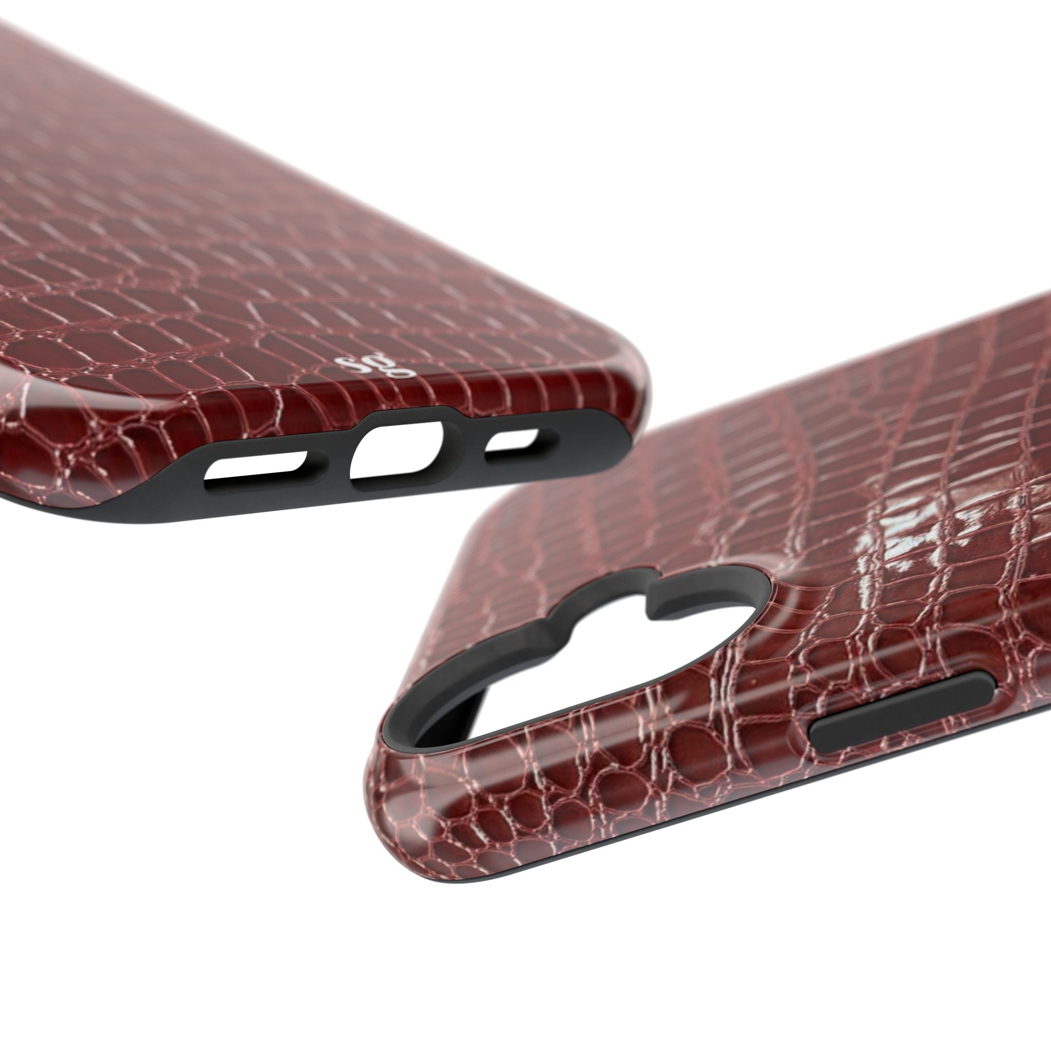 “Red leather print” protective phone case