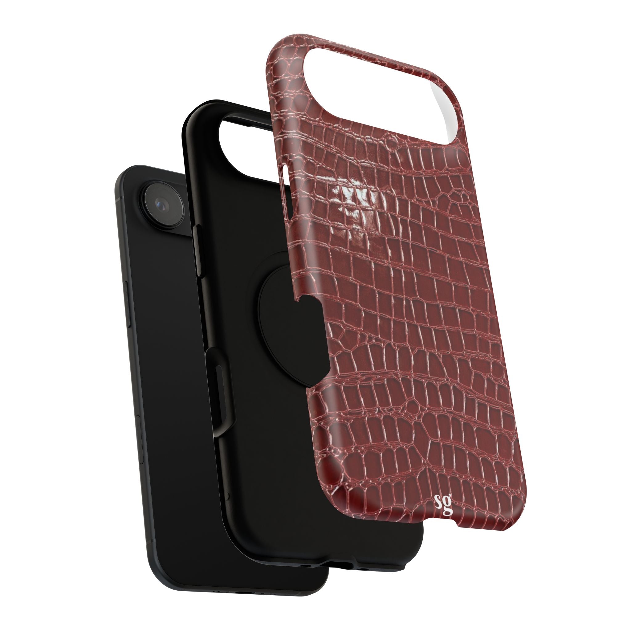“Red leather print” protective phone case