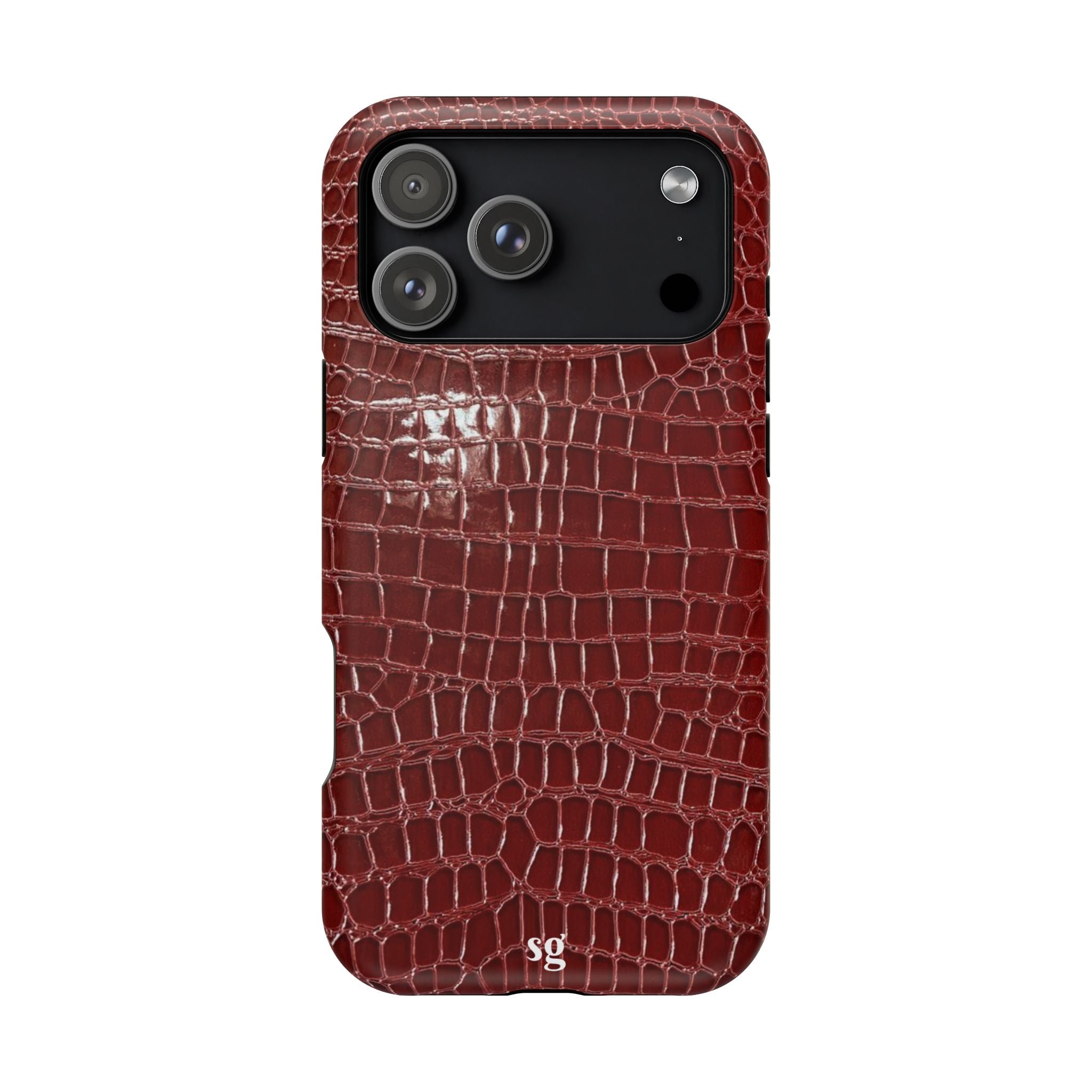 “Red leather print” protective phone case