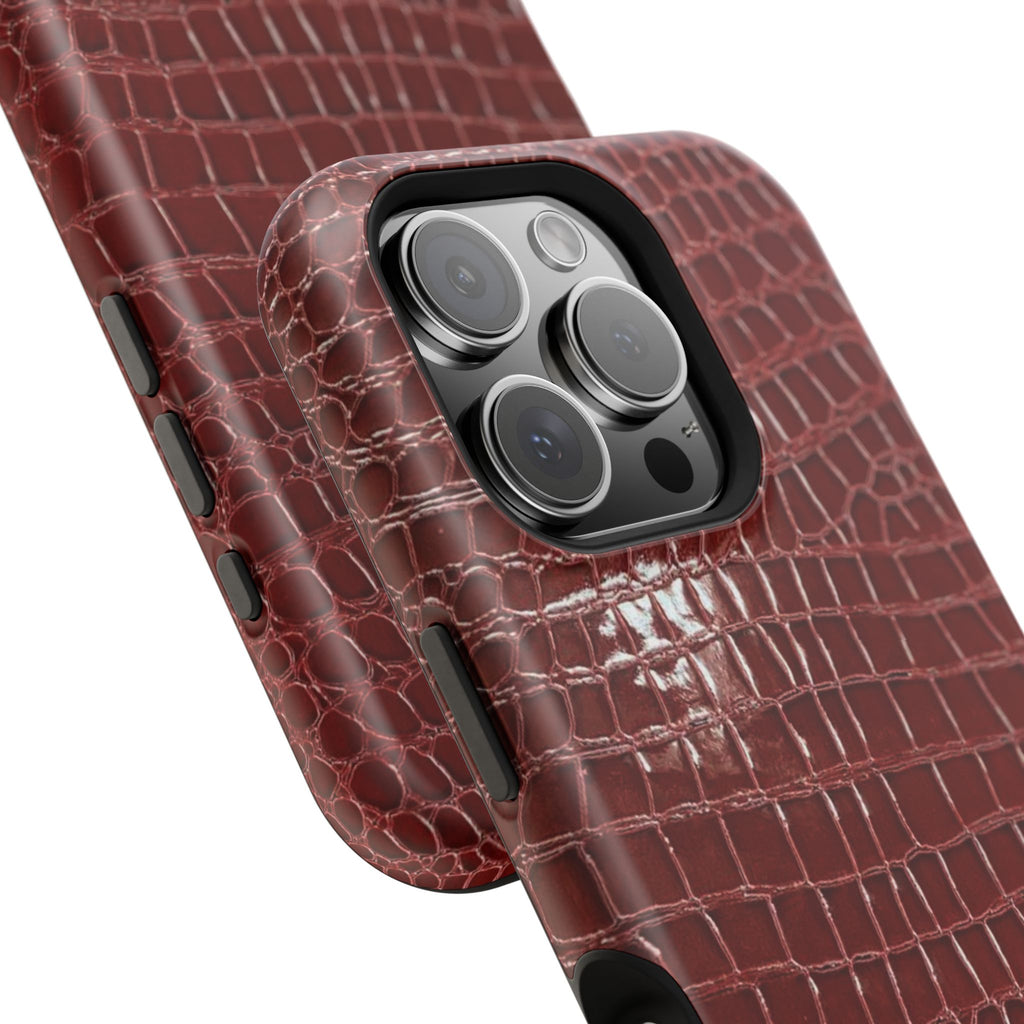 “Red leather print” protective phone case