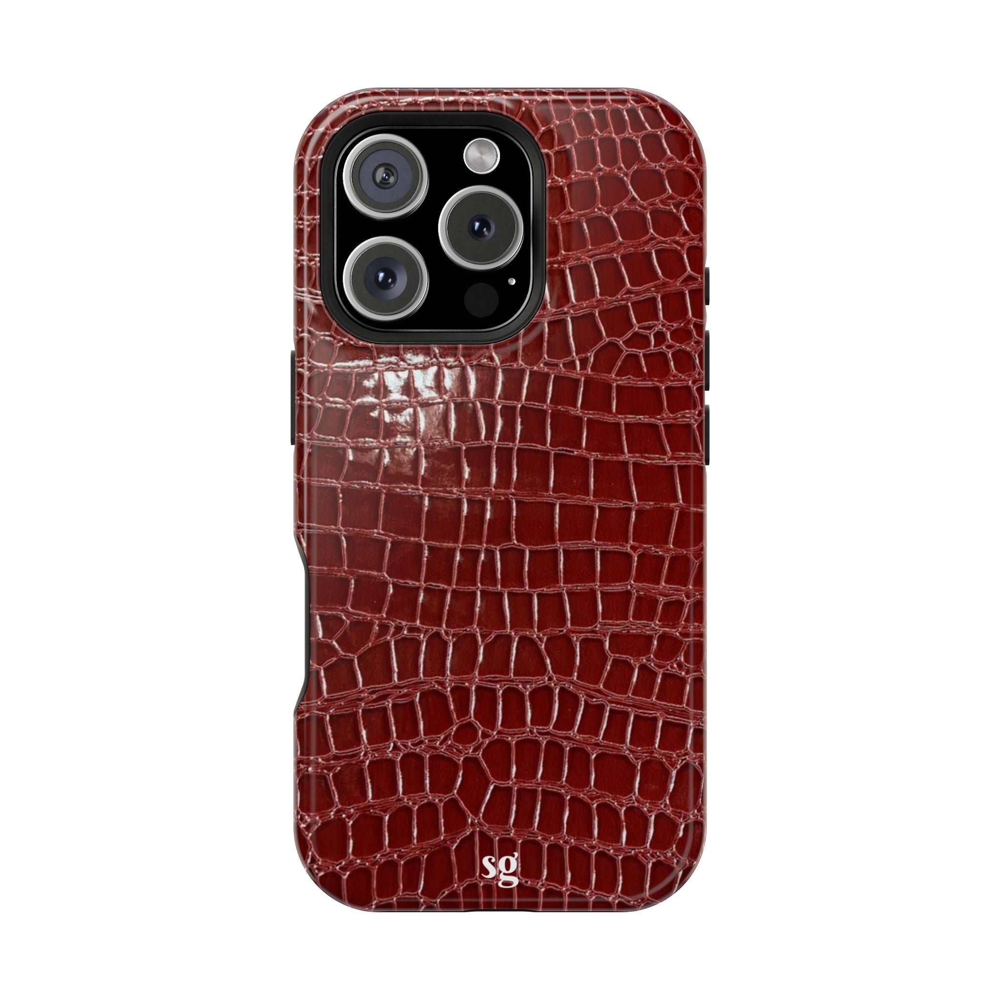 “Red leather print” protective phone case