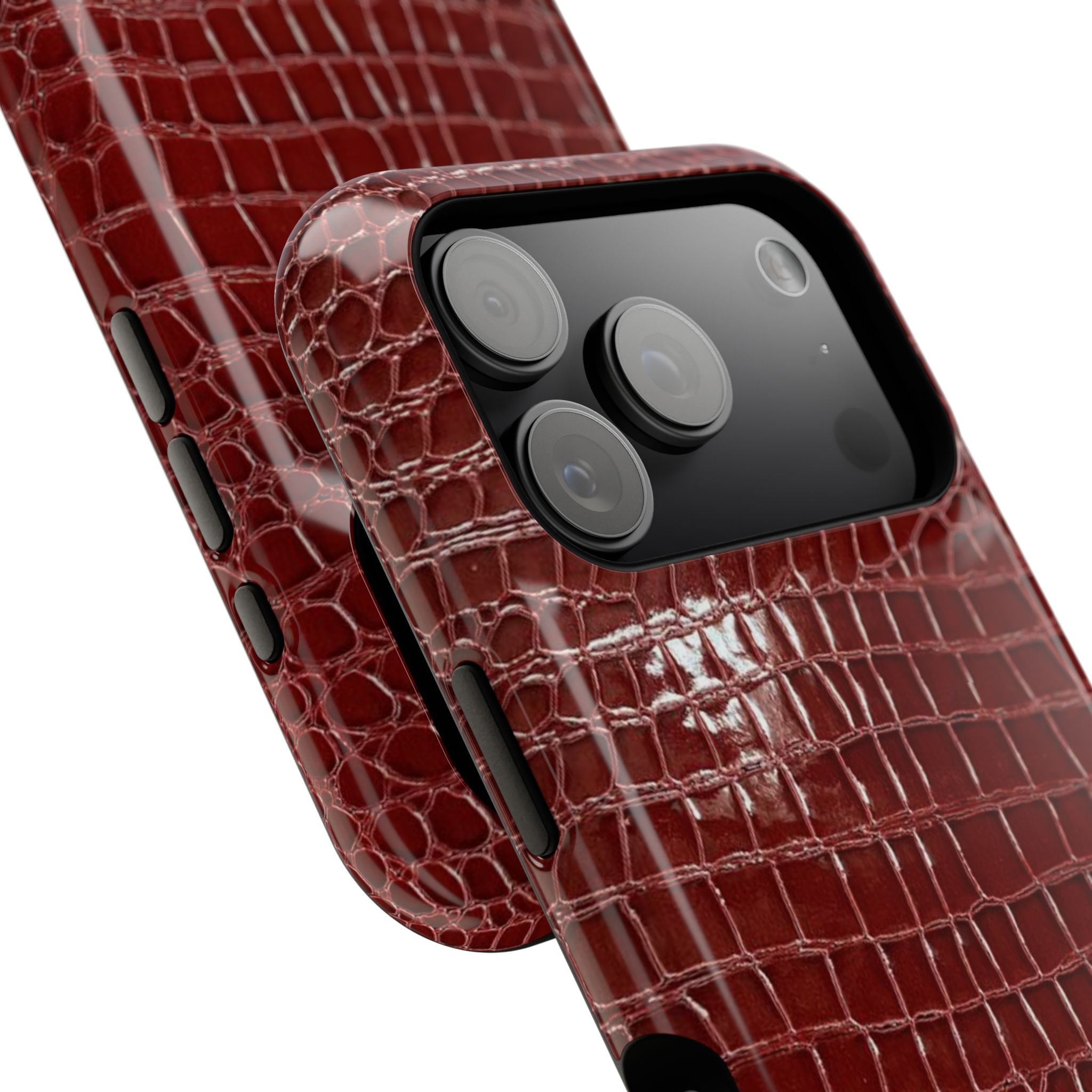 “Red leather print” protective phone case