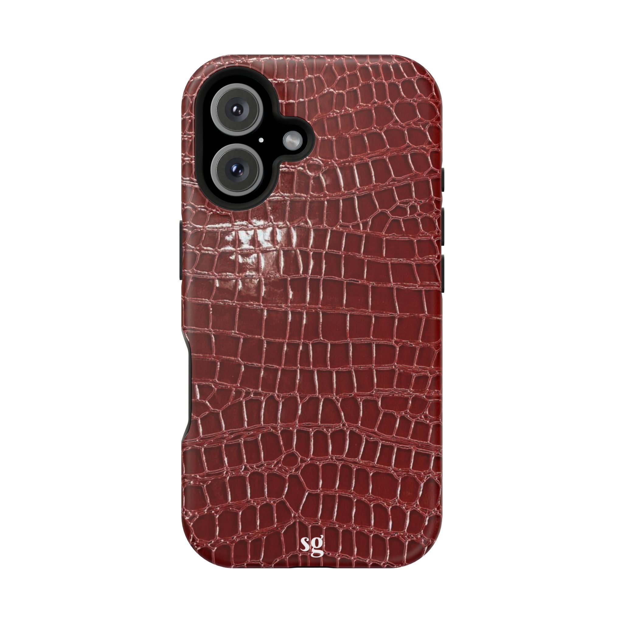 “Red leather print” protective phone case