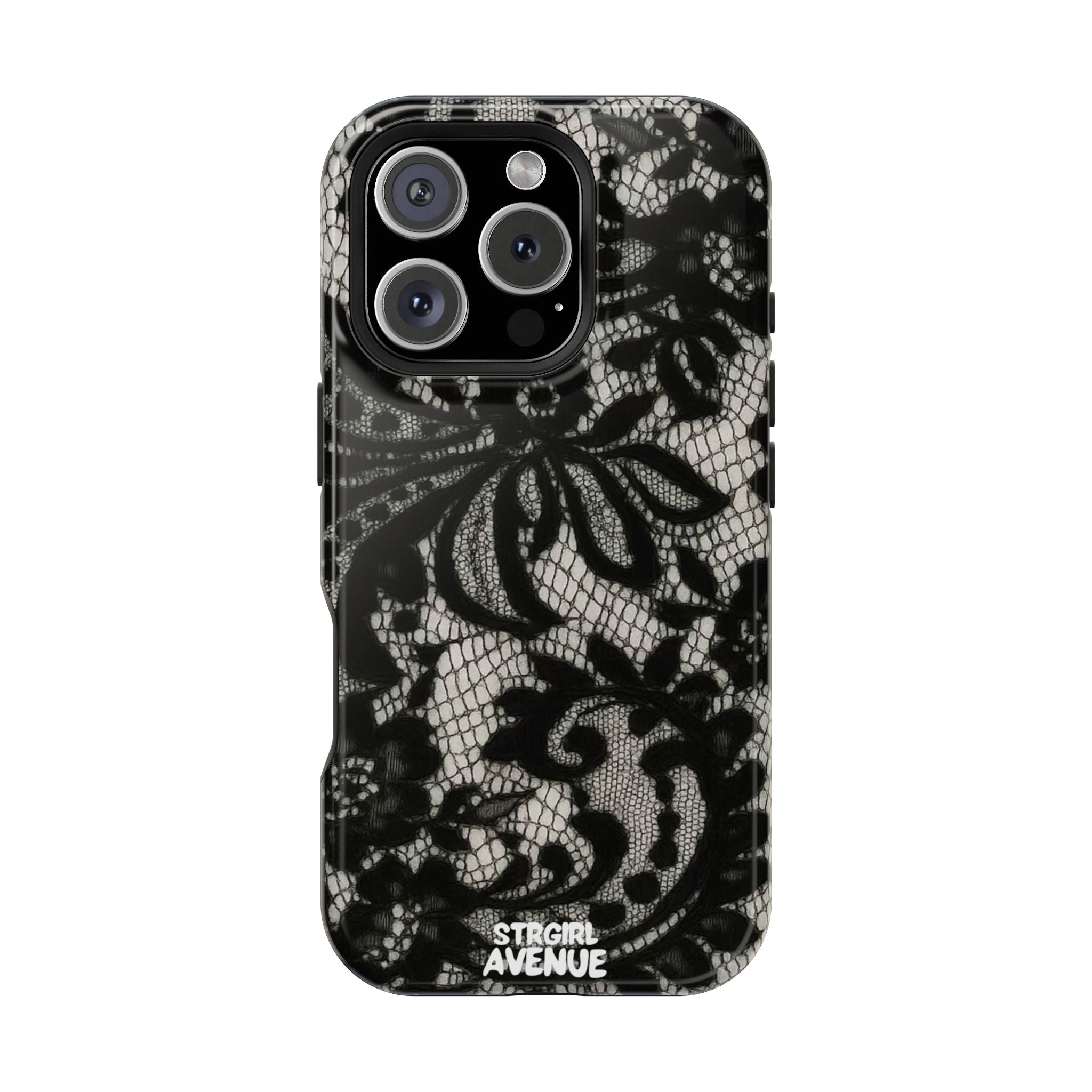 “Lacey black” protective phone case
