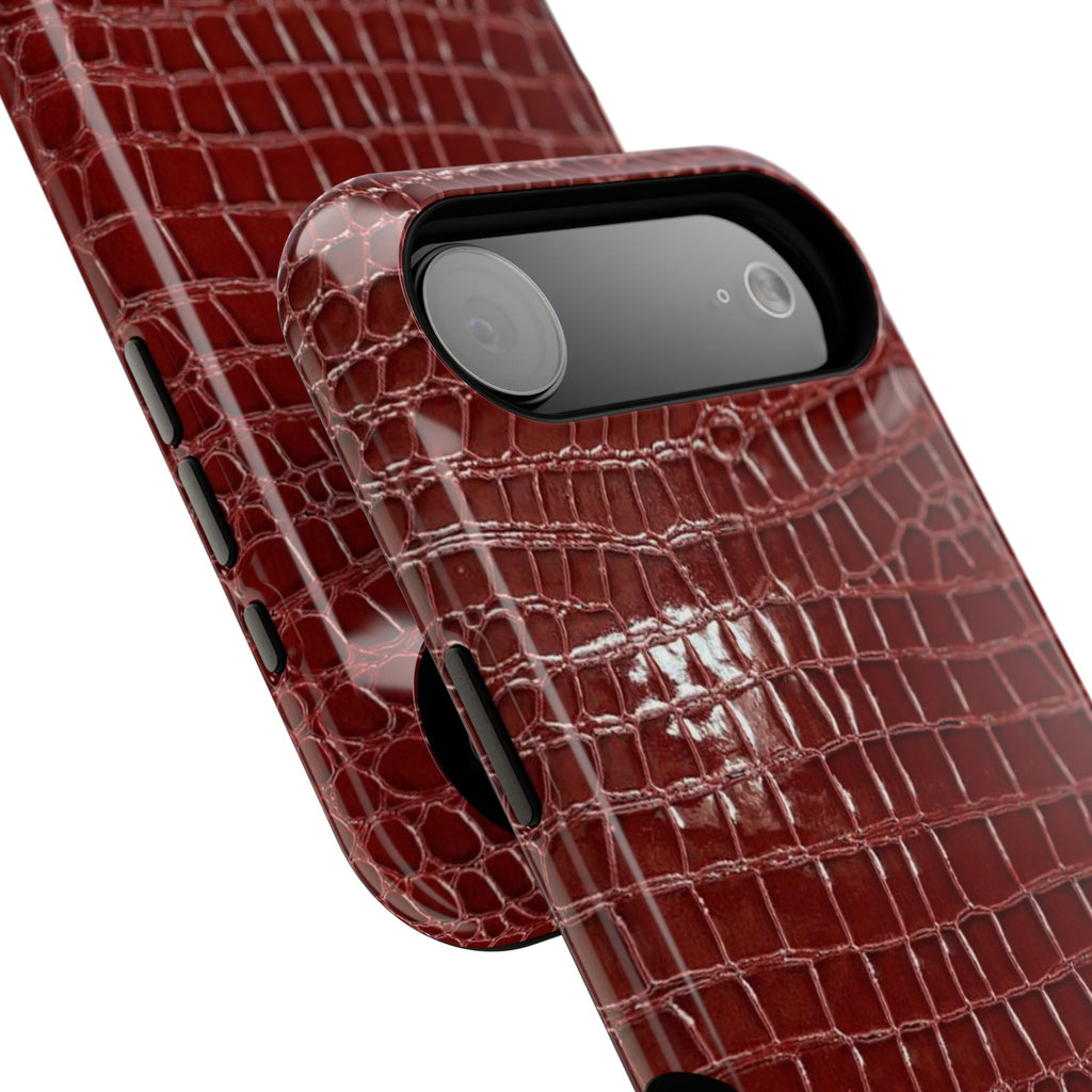 “Red leather print” protective phone case