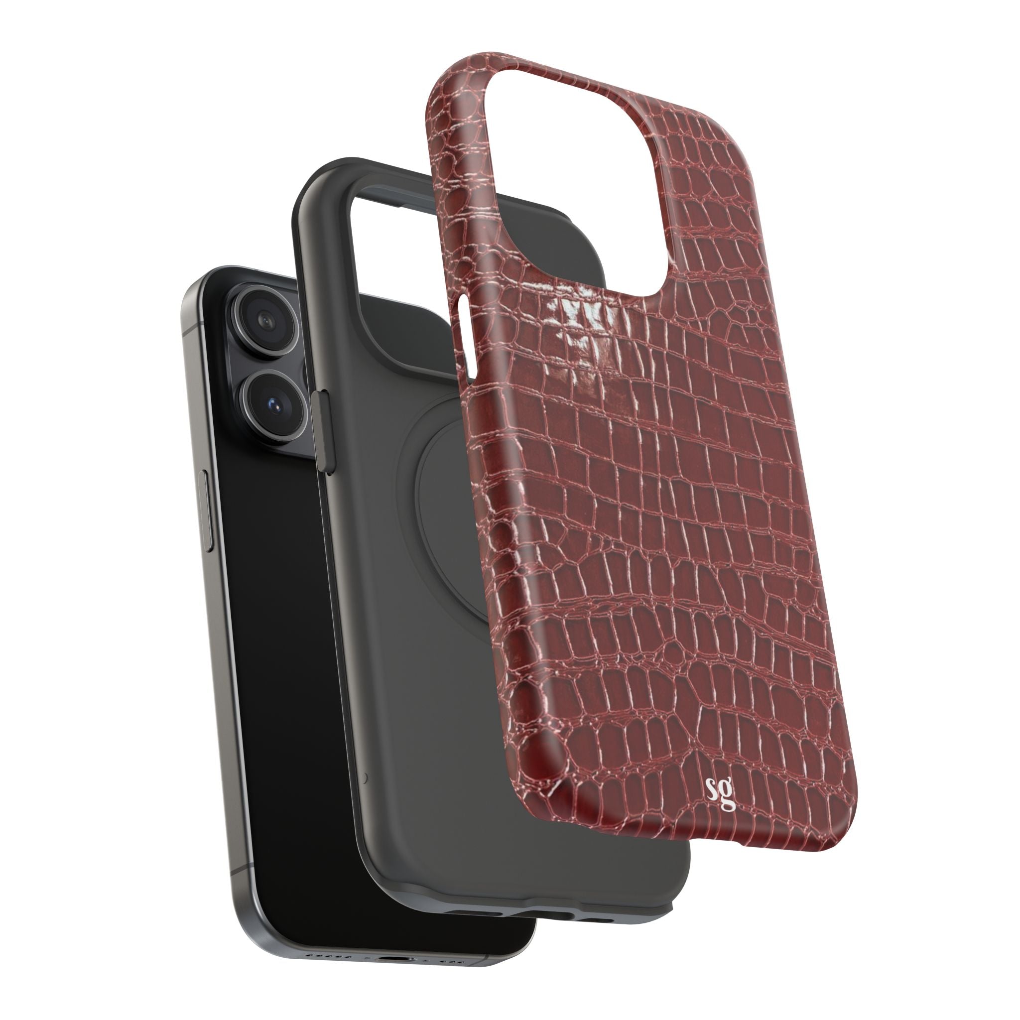 “Red leather print” protective phone case