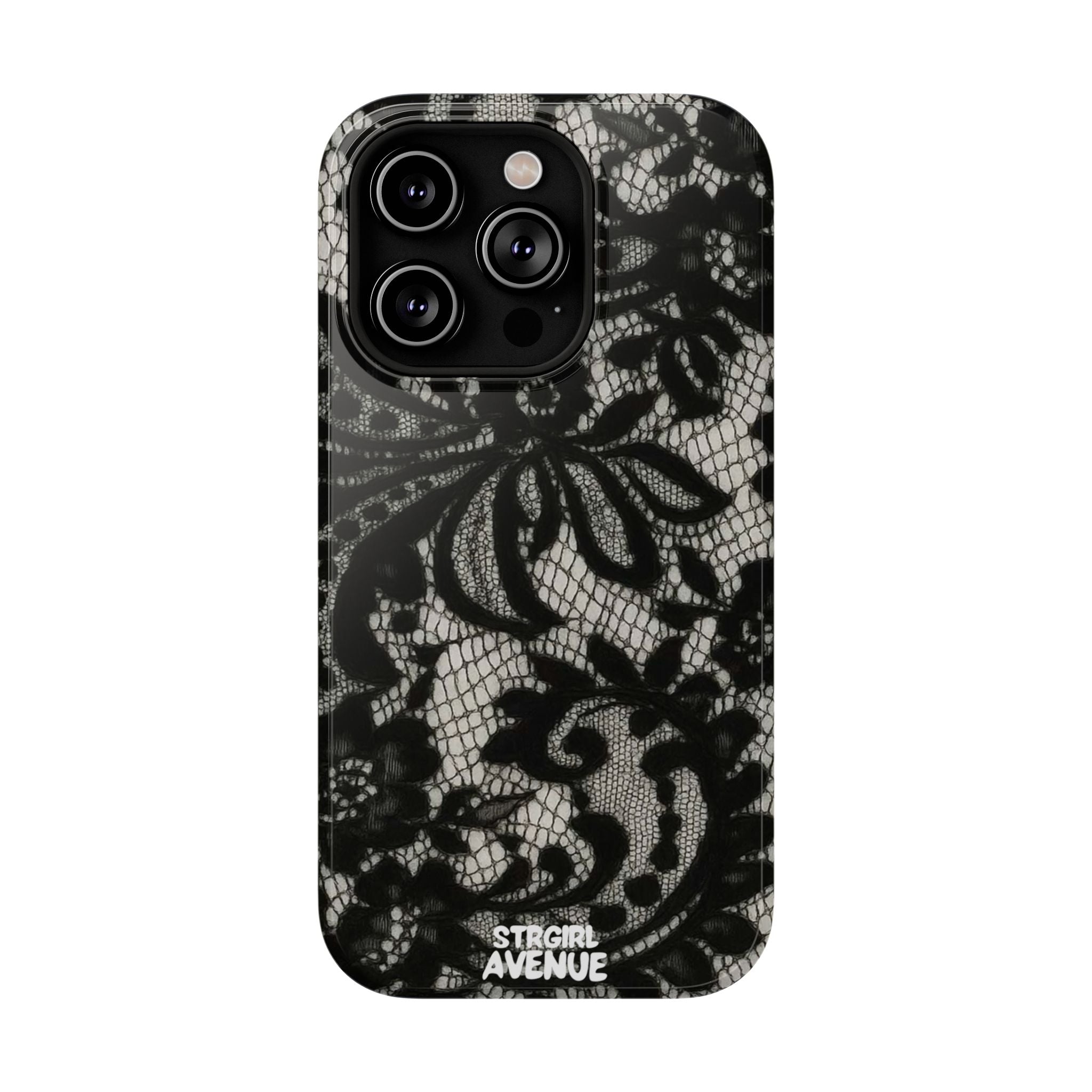 “Lacey black” protective phone case