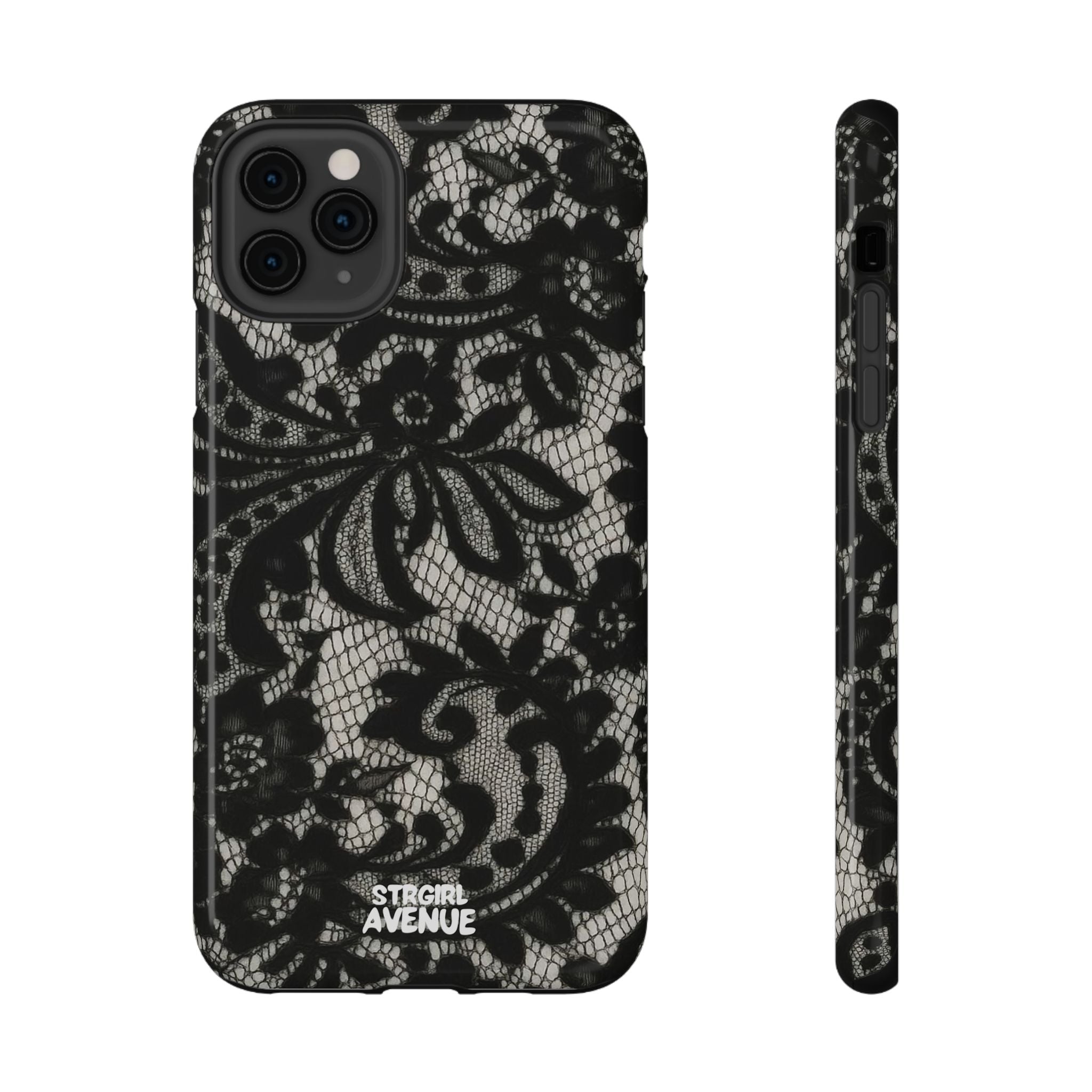 “Lacey black” protective phone case