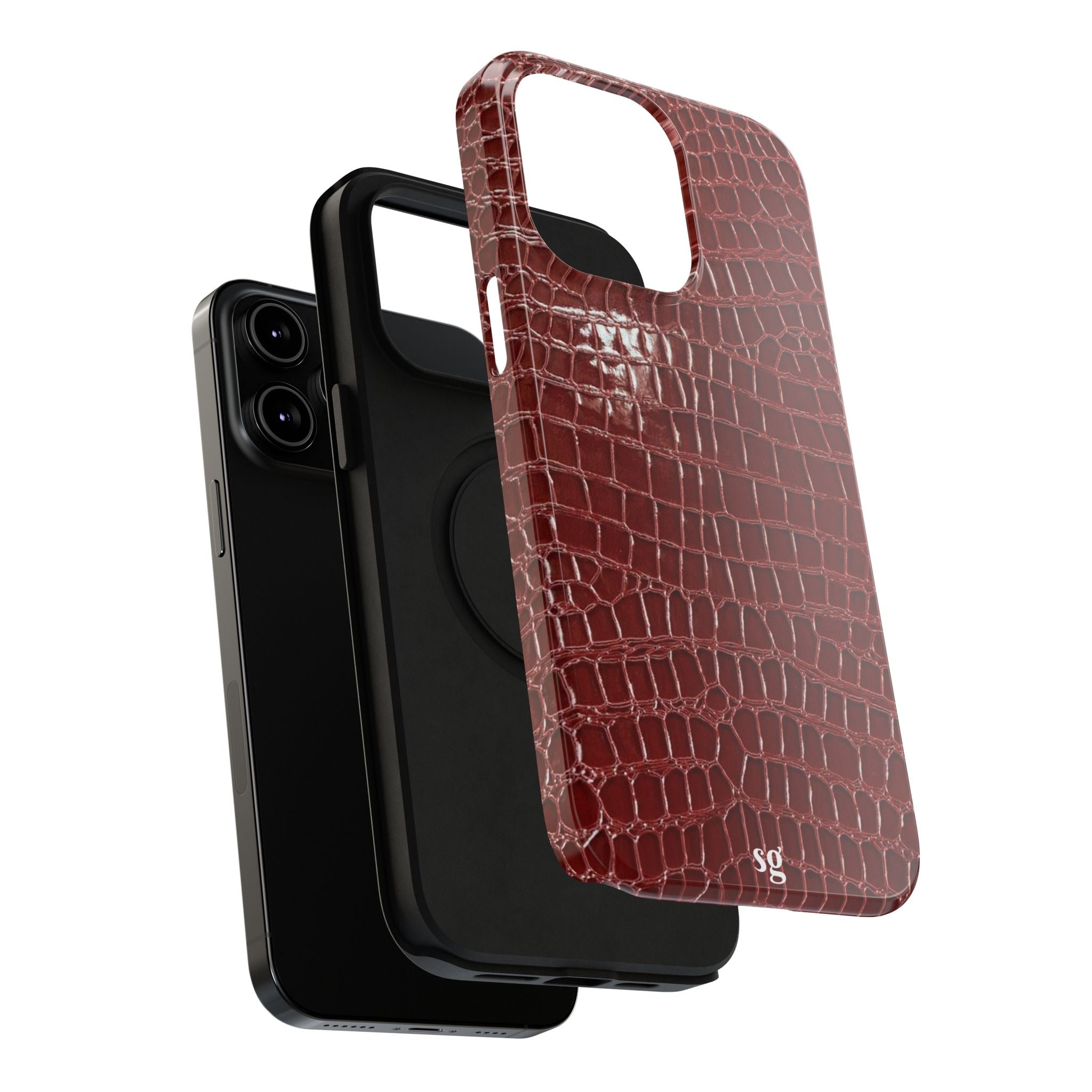 “Red leather print” protective phone case