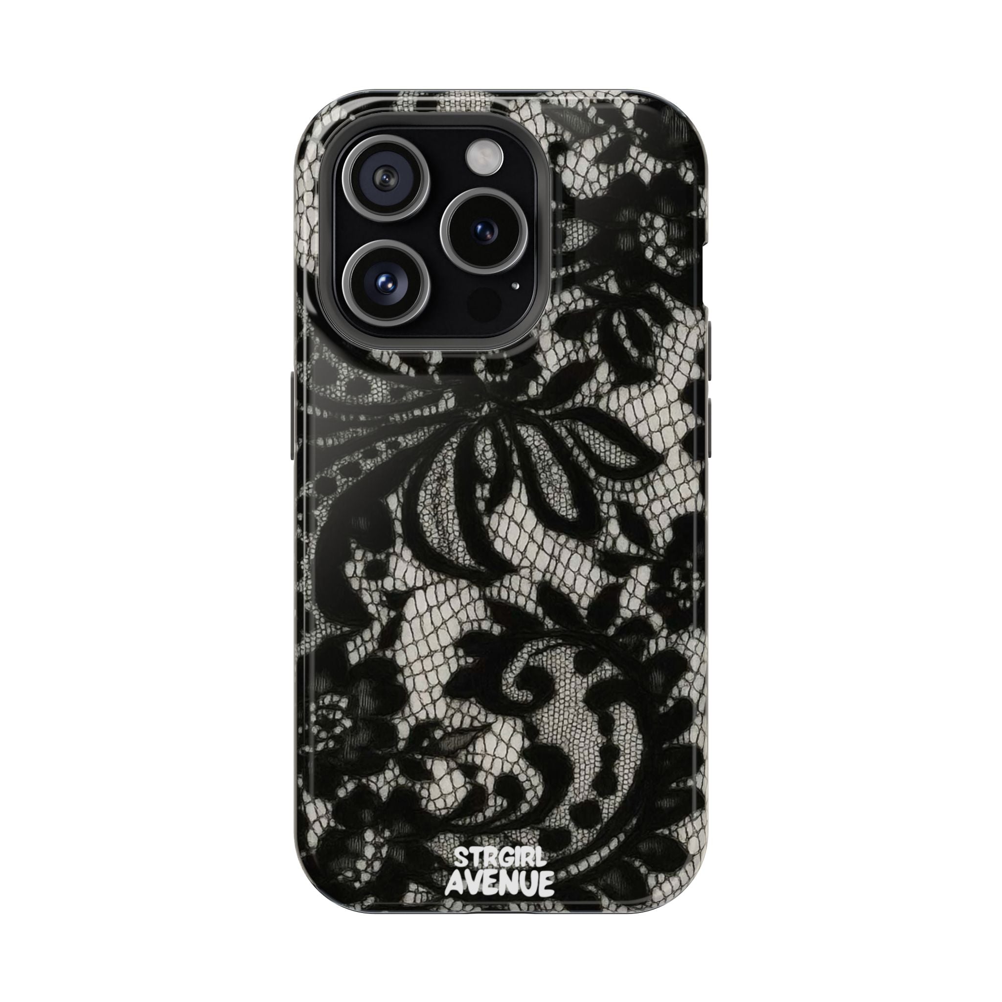 “Lacey black” protective phone case
