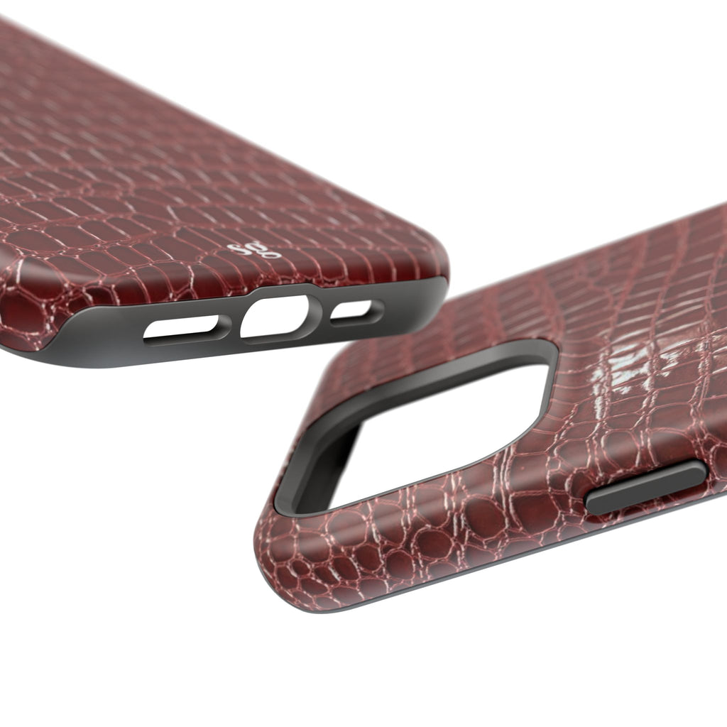 “Red leather print” protective phone case